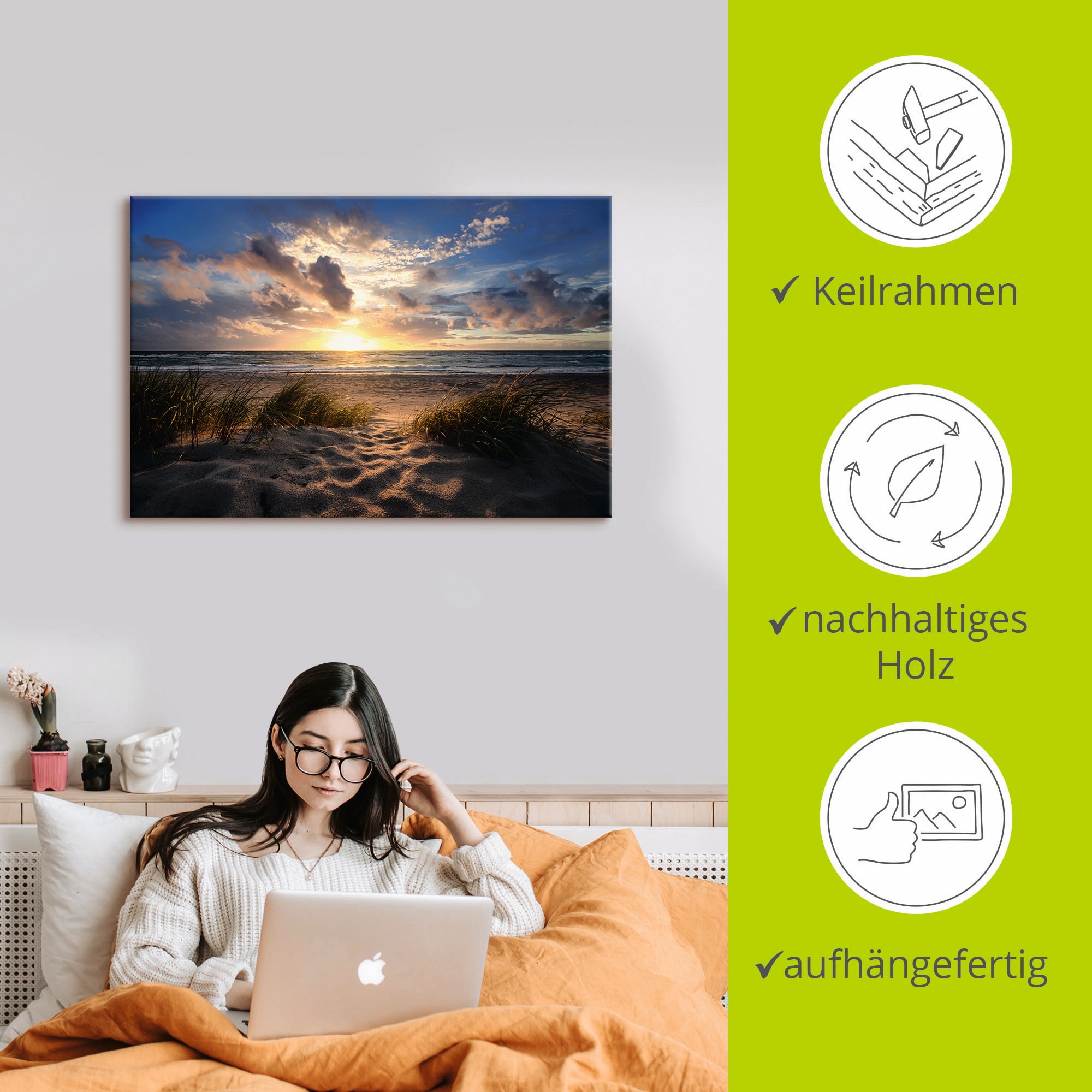 Artland Tableau sur toile »Ostseestrand« 1 cuis tlg. auf Holzrahmen gespannt