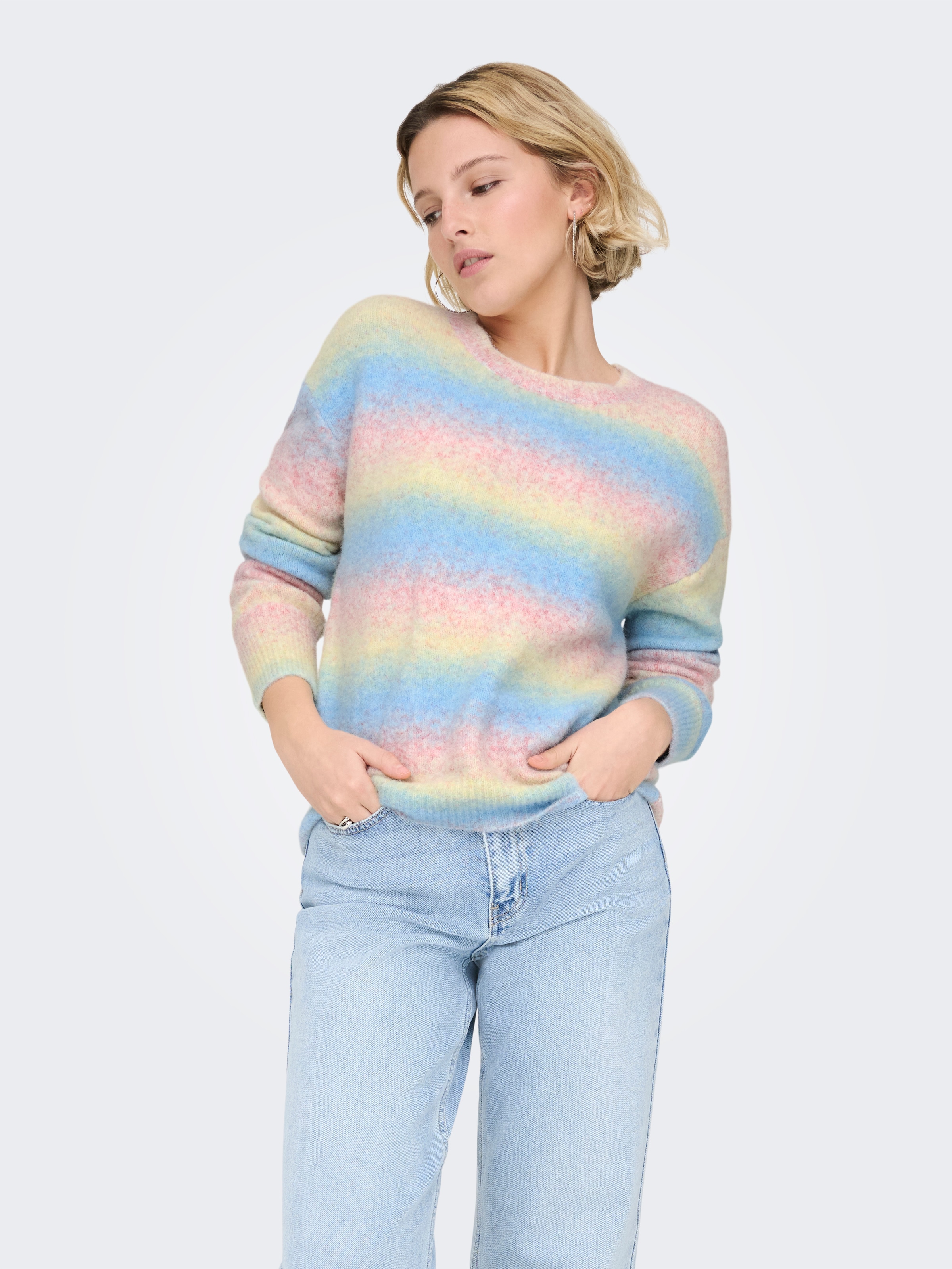 Image of ONLY Strickpullover "ONLFRIDA LS O-NECK EX KNT" multicolor Farbverlauf