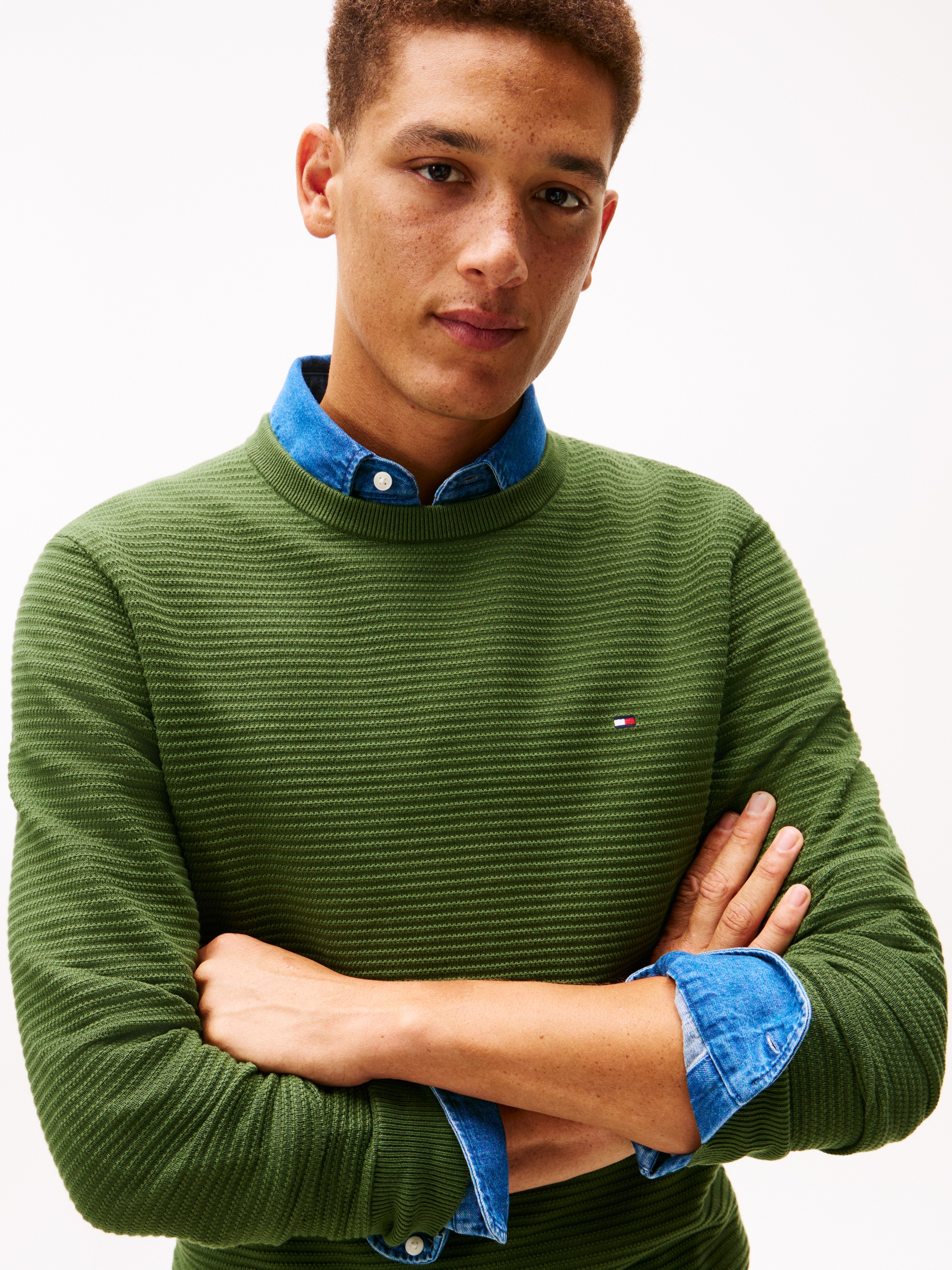 Tommy Hilfiger Rundhalspullover »SEASONAL STRUCTURE« mit Struktur, Rundhals, regular fit