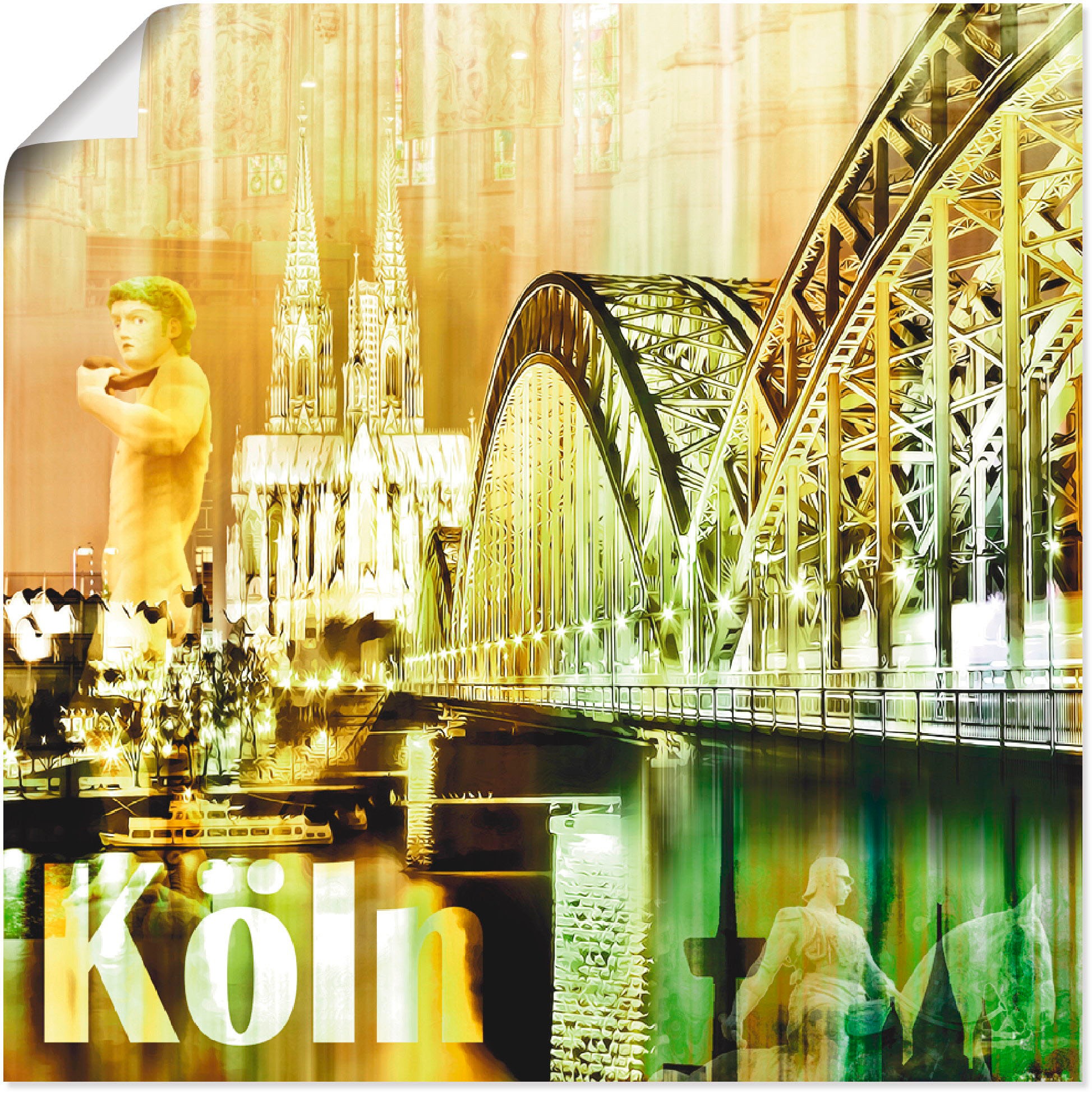 Image of Artland Wandbild »Köln Skyline Abstrakte Collage«, Gebäude, (1 St.), in vielen Grössen & Produktarten -Leinwandbild, Poster, Wandaufkleber / Wandtattoo auch für Badezimmer geeignet bei Ackermann Versand Schweiz