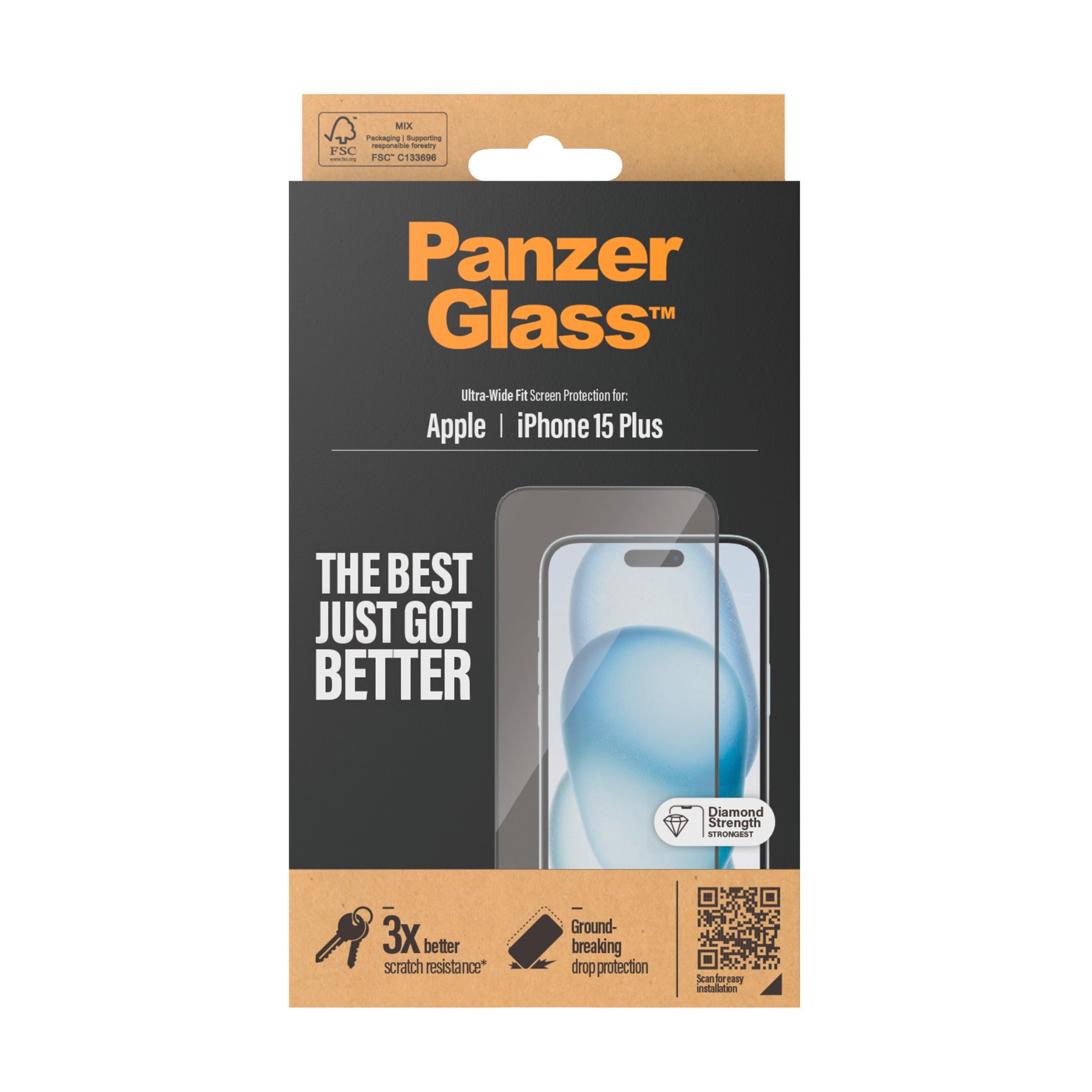 PanzerGlass Displayschutzglas »Ultra-Wide Fit Screen Protector für iPhone 15 Plus«, für Apple iPhone 15 Plus, Displayschutzfolie, Schutzfolie, Bildschirmschutz, kratz- & stossfest