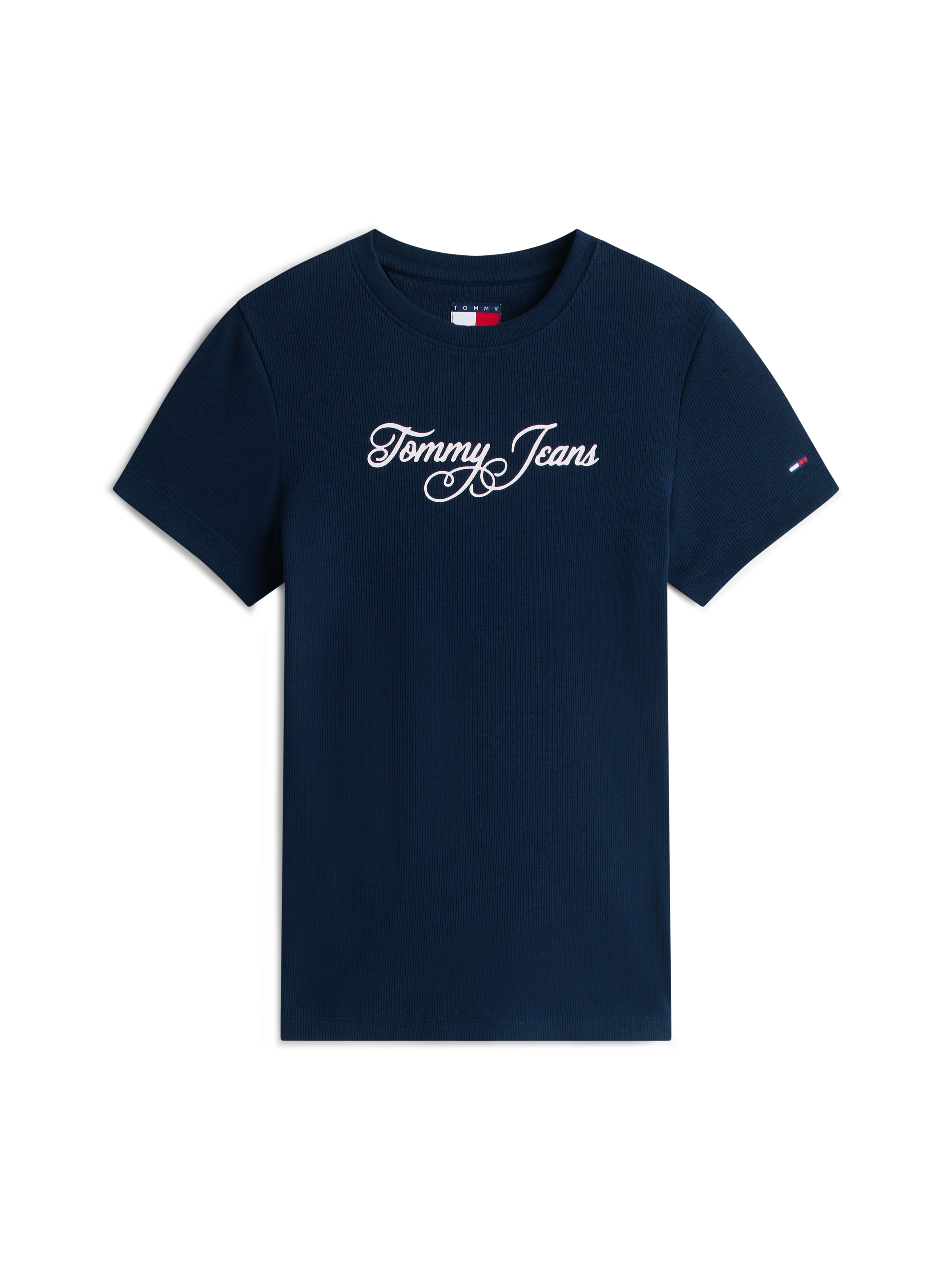 Tommy Jeans Kurzarmshirt »TJW SLIM ESS LOGO 1 RIB TEE EXT« in gerippter Struktur