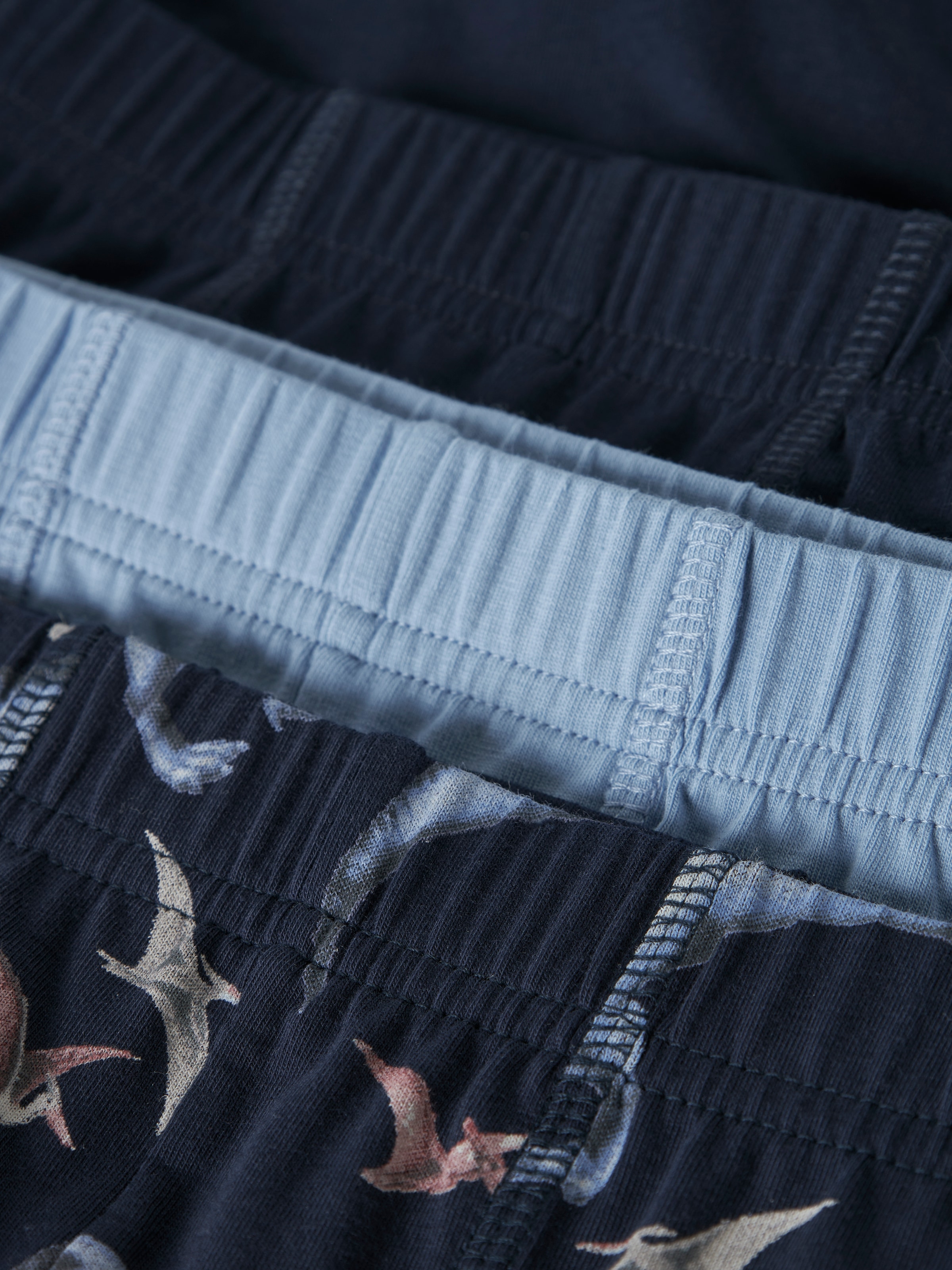 Name It Boxers »NMMTIGHTS 3P NAVY DINO NOOS« Paquet, 3 cuis mélange de coton, avec impression dinosaure et uni en set