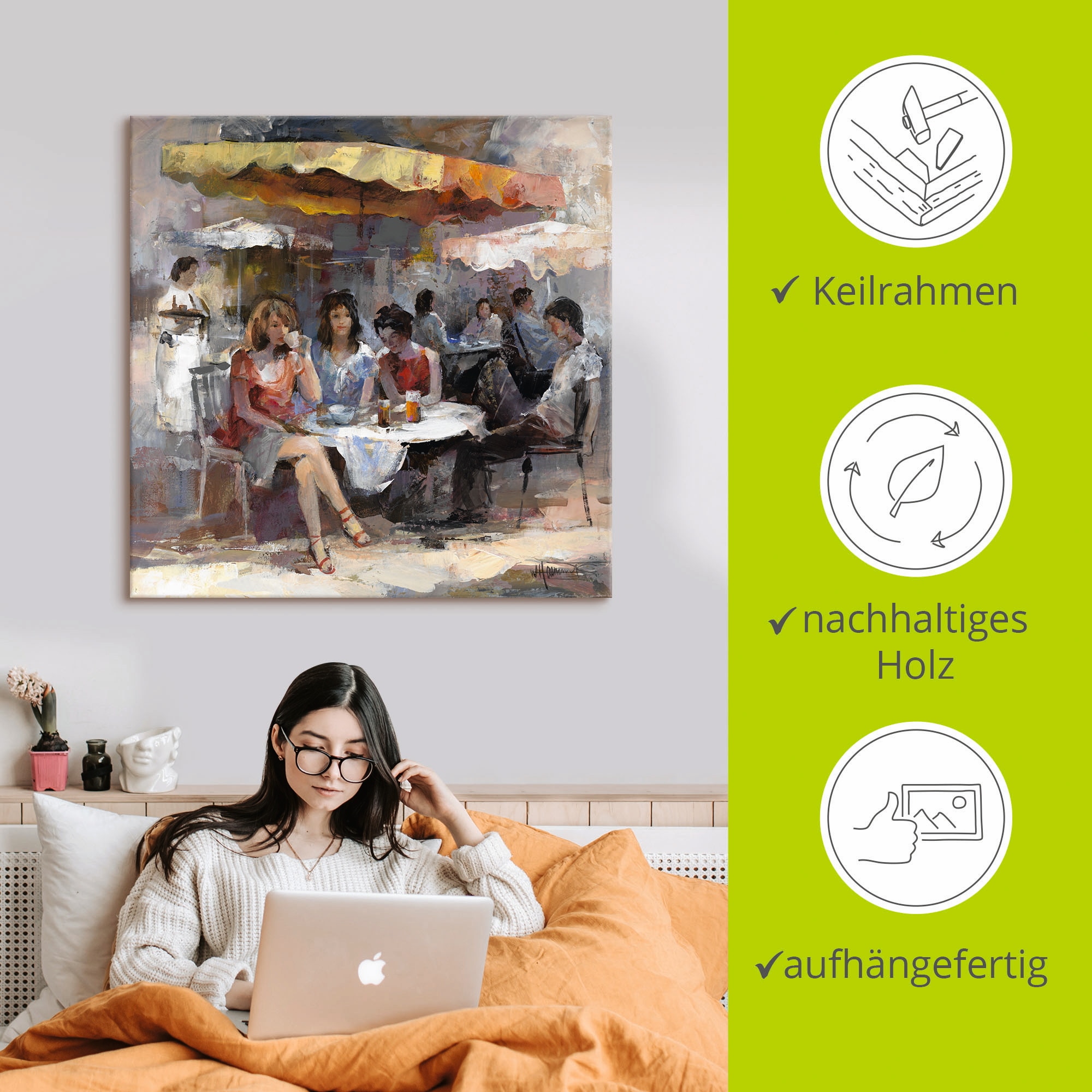 Artland Wandbild »Damen im Café II«, Gruppen & Familien, (1 St.), als Leinwandbild, Wandaufkleber in verschied. Grössen
