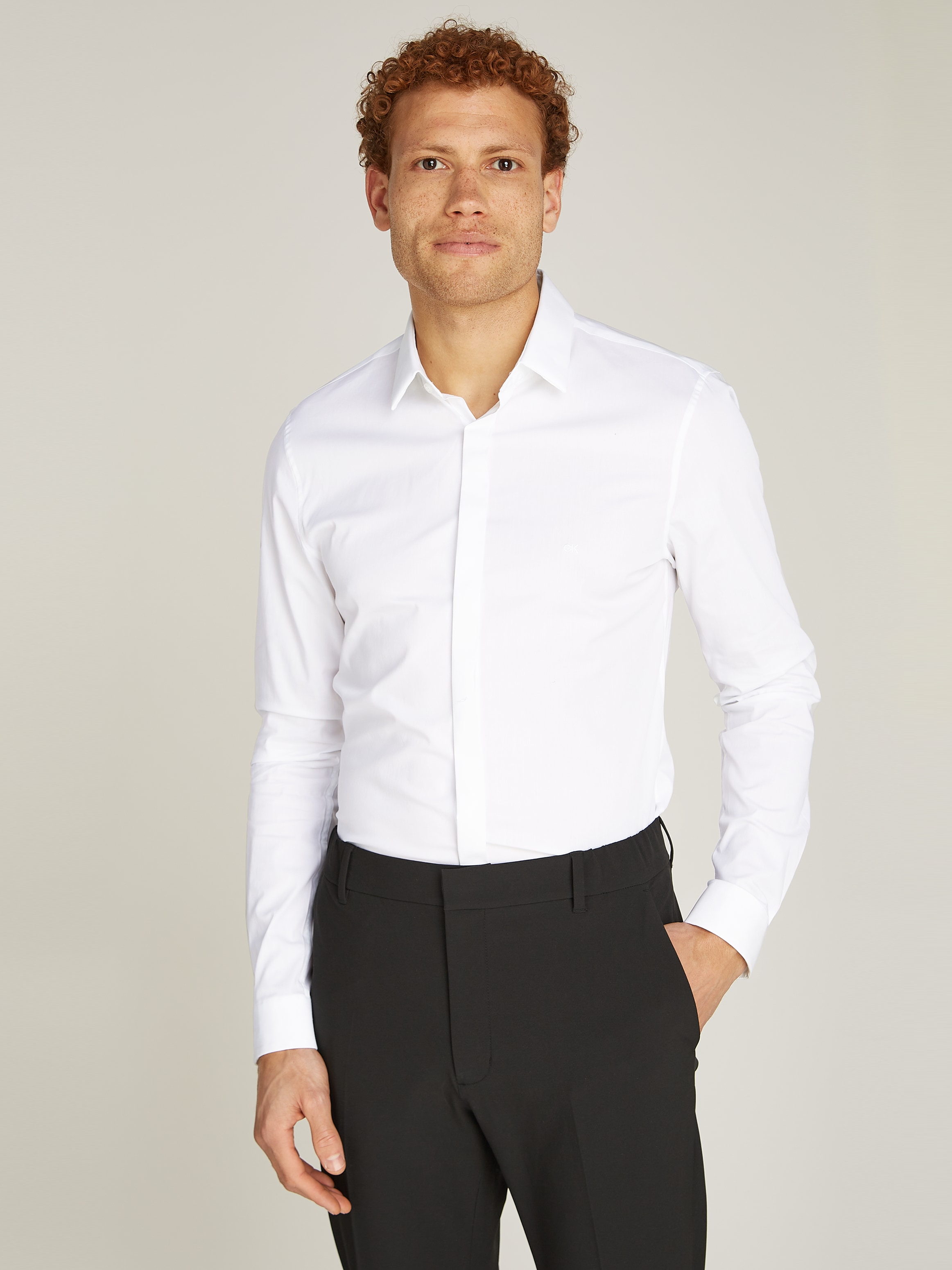 Langarmhemd »POPLIN HP EXTRA SLIM SHIRT«, mit Logostickerei