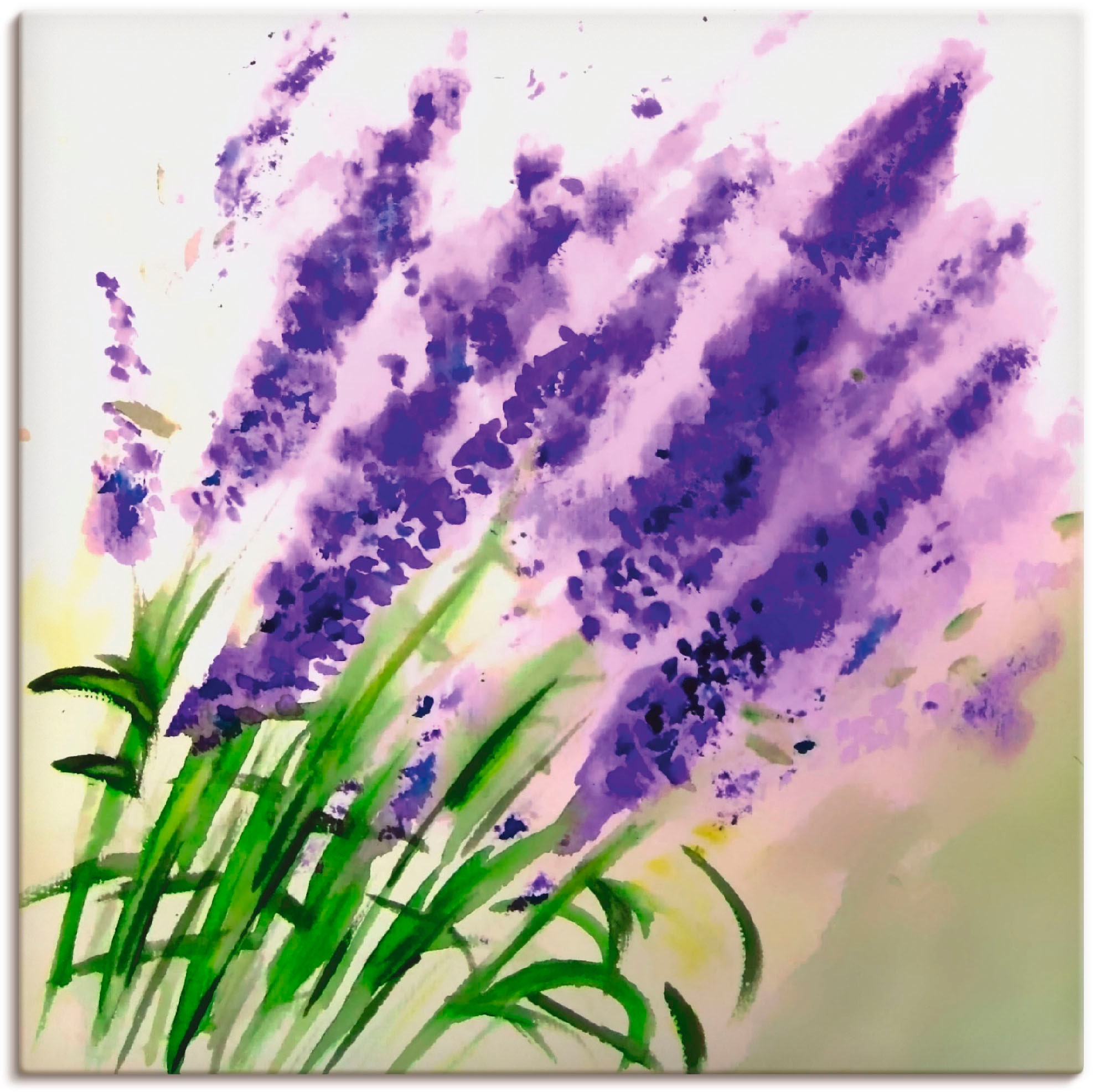 Image of Artland Leinwandbild "Lavendel-aquarell" Blumen 1 Stk. tlg. auf Holzrahmen gespannt