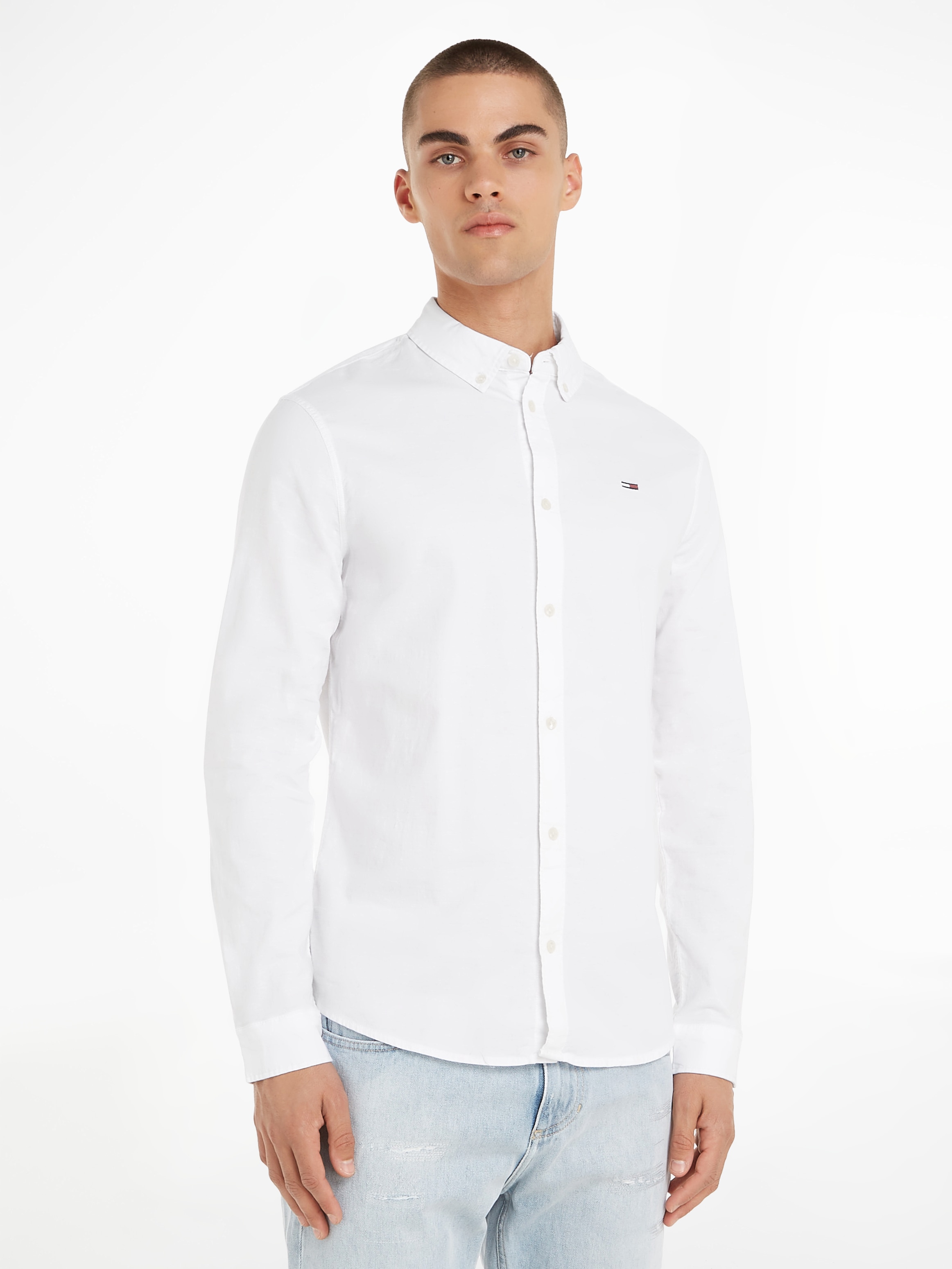 Langarmhemd »Tjm Slim Stretch Oxford Shirt«, aus Bio-Baumwolle