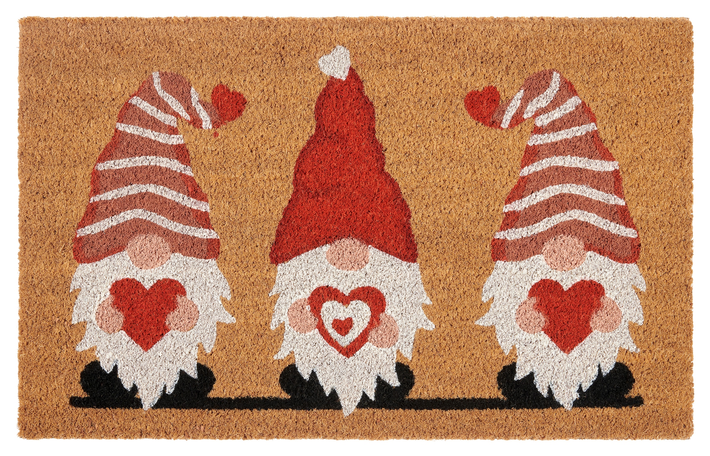 Image of HANSE Home Fussmatte "Kokos Gnome Heart, Türmatte" rechteckig 15 mm Höhe Schmutzfangmatte, Rutschfest, Outdoor, Weihnachten, Kokosmatte, Zwerg