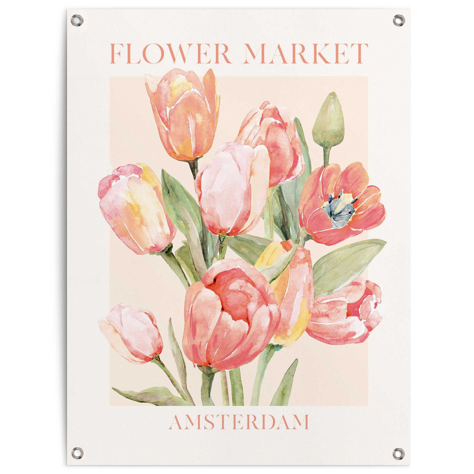 Image of Reinders Poster "Tulips From Amsterdam" Garten - Rot - Leinwand - Blumen und Pflanzen - 60x80 cm