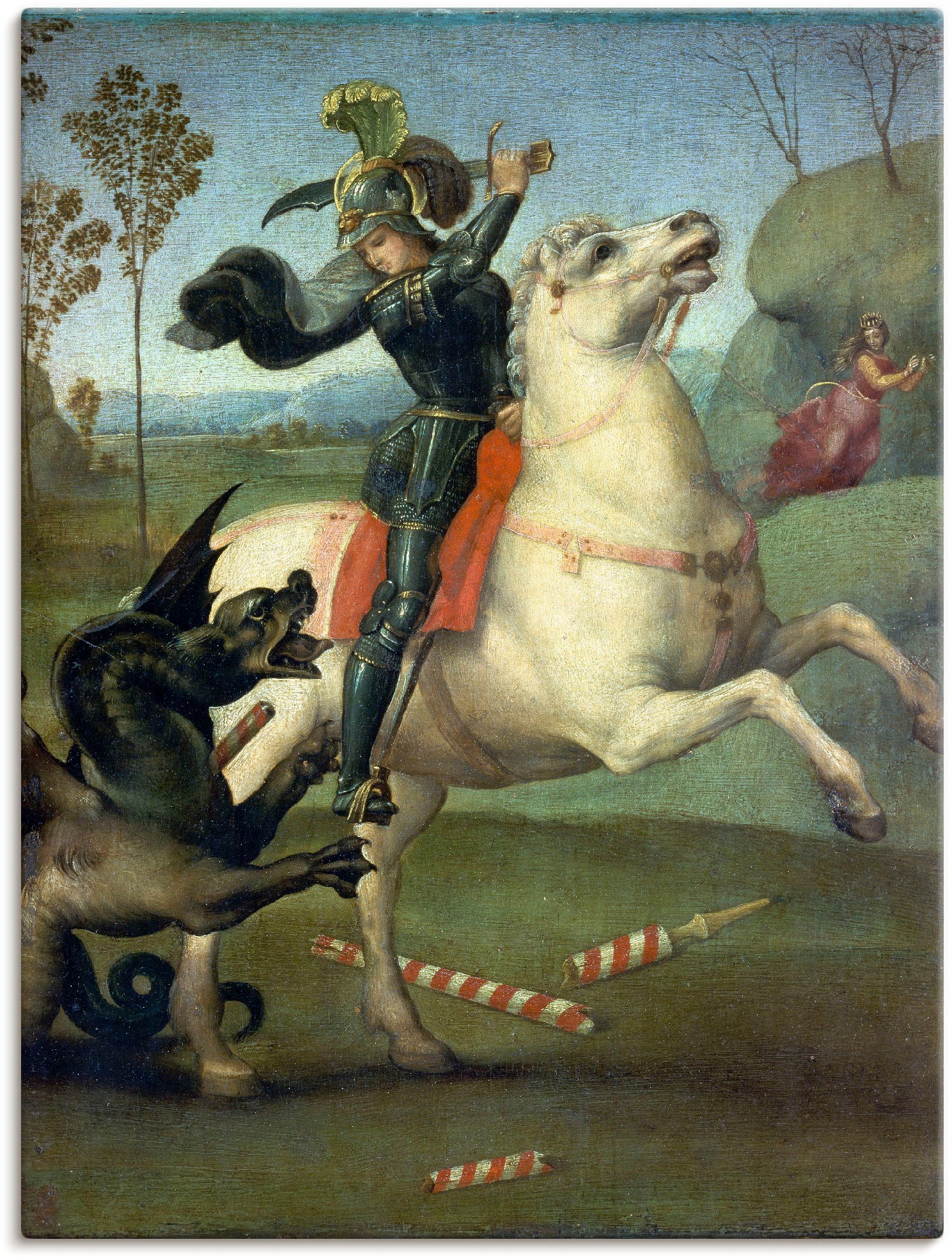 Image of Artland Wandbild »Der hl.Georg im Kampf mit dem Drachen«, Mann, (1 St.), in vielen Grössen & Produktarten -Leinwandbild, Poster, Wandaufkleber / Wandtattoo auch für Badezimmer geeignet bei Ackermann Versand Schweiz