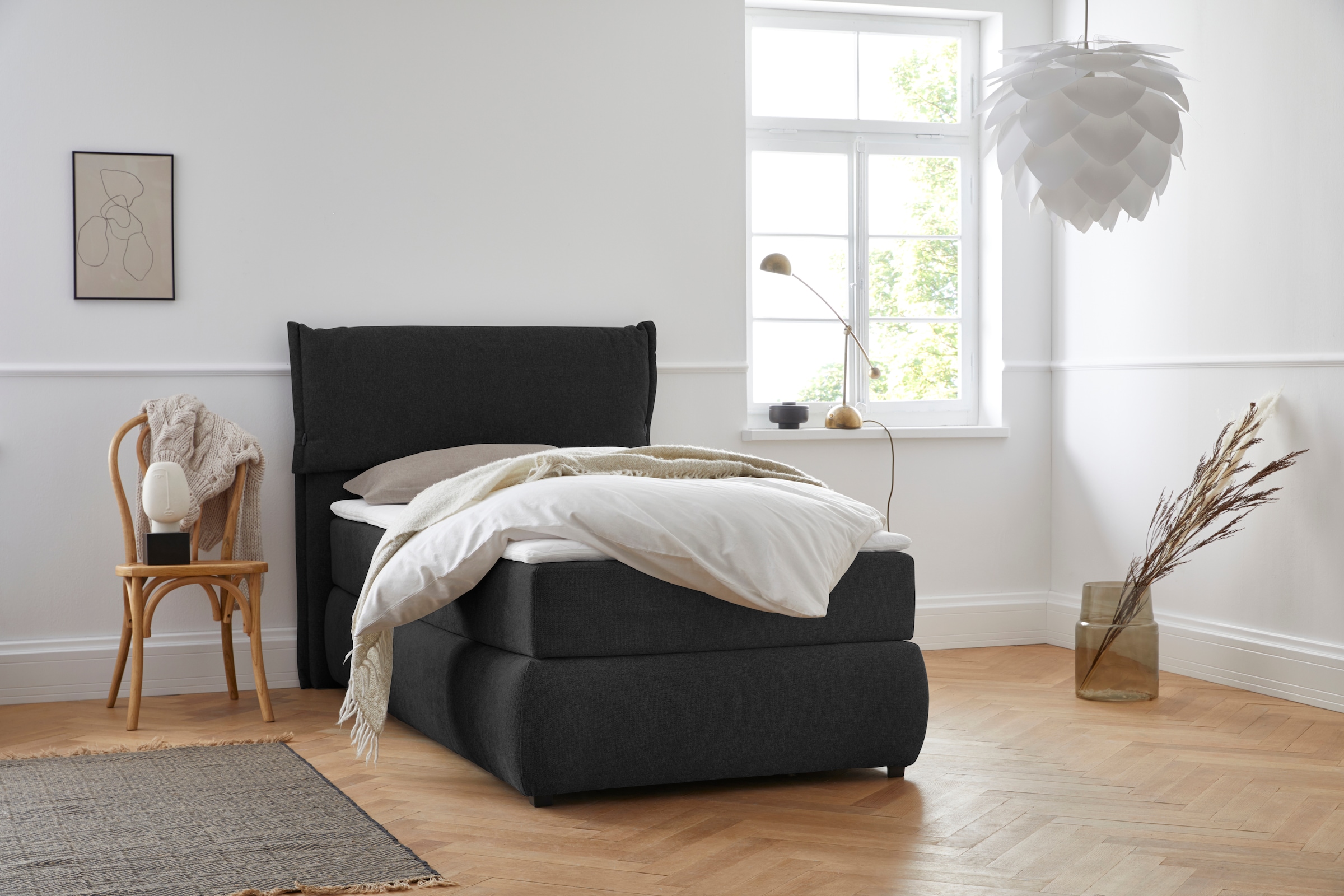 GOODproduct Lit boxspring »Jenson« en 4 couleurs, 4 largeurs, 3 types de matelas en 2 degrés de fermeté, surmatelas