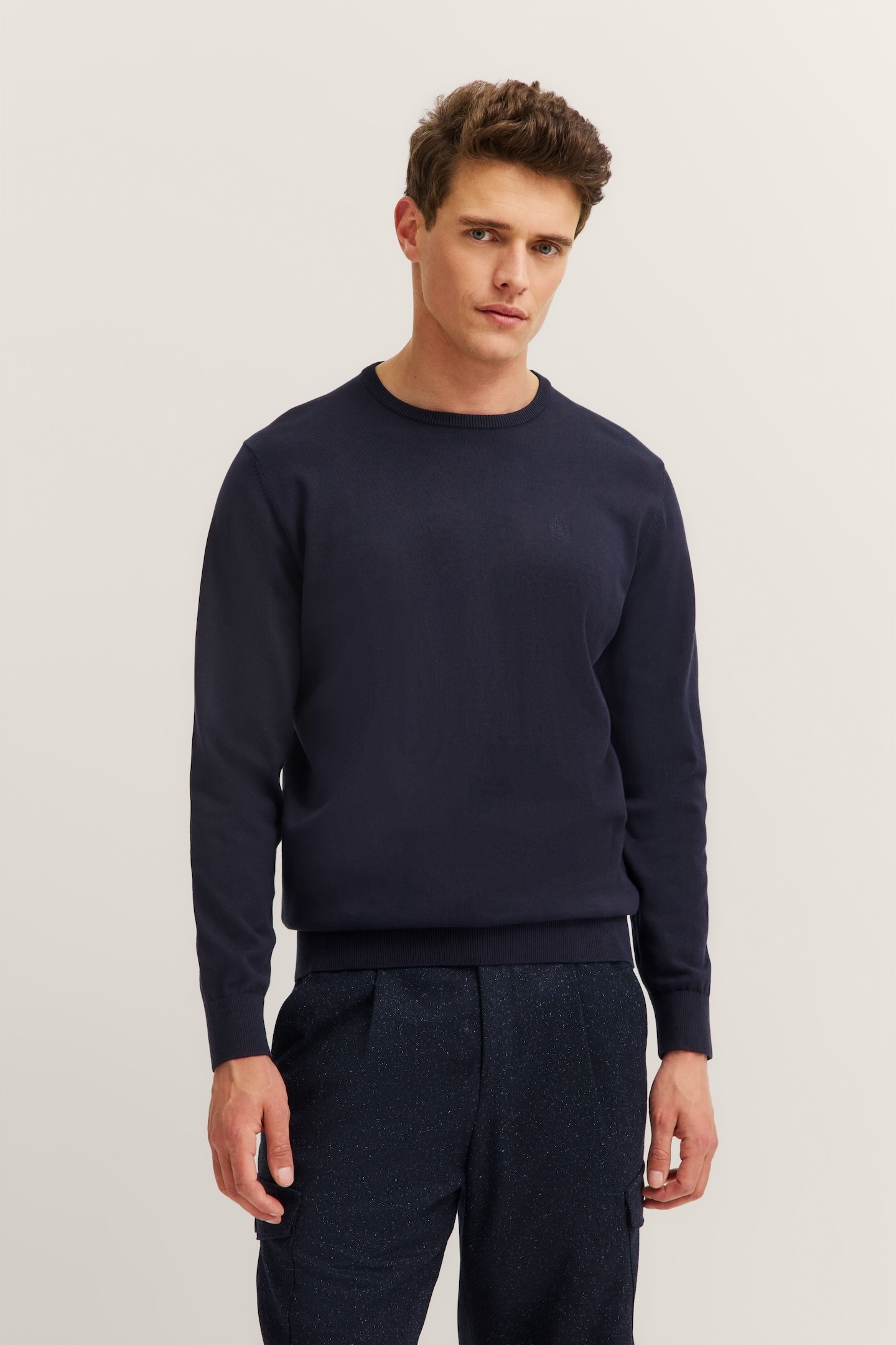 bugatti Pull à col rond »Basic Essential« aus reiner Baumwolle