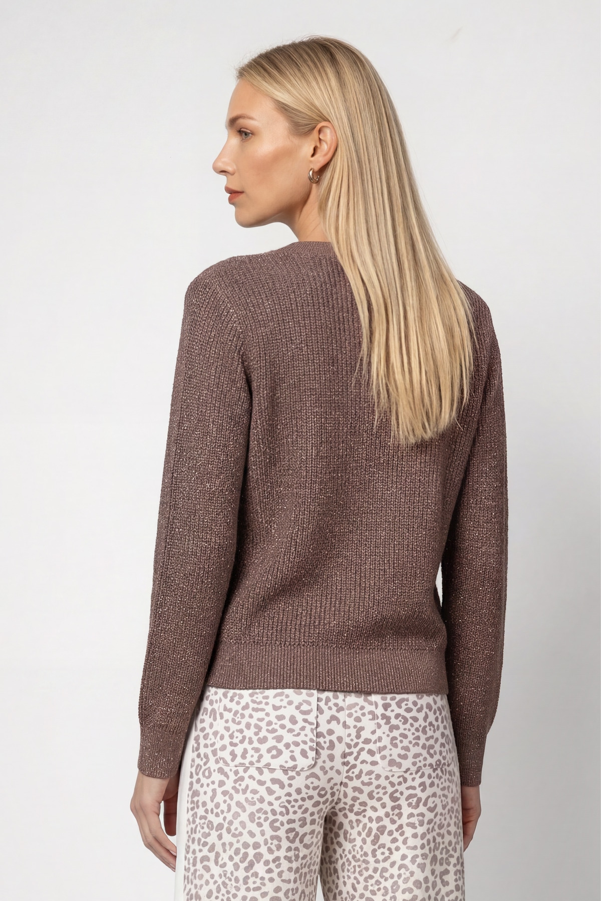 Monari Pull à col rond »Pullover Basic Lurex« Coupe régulière avec col rond