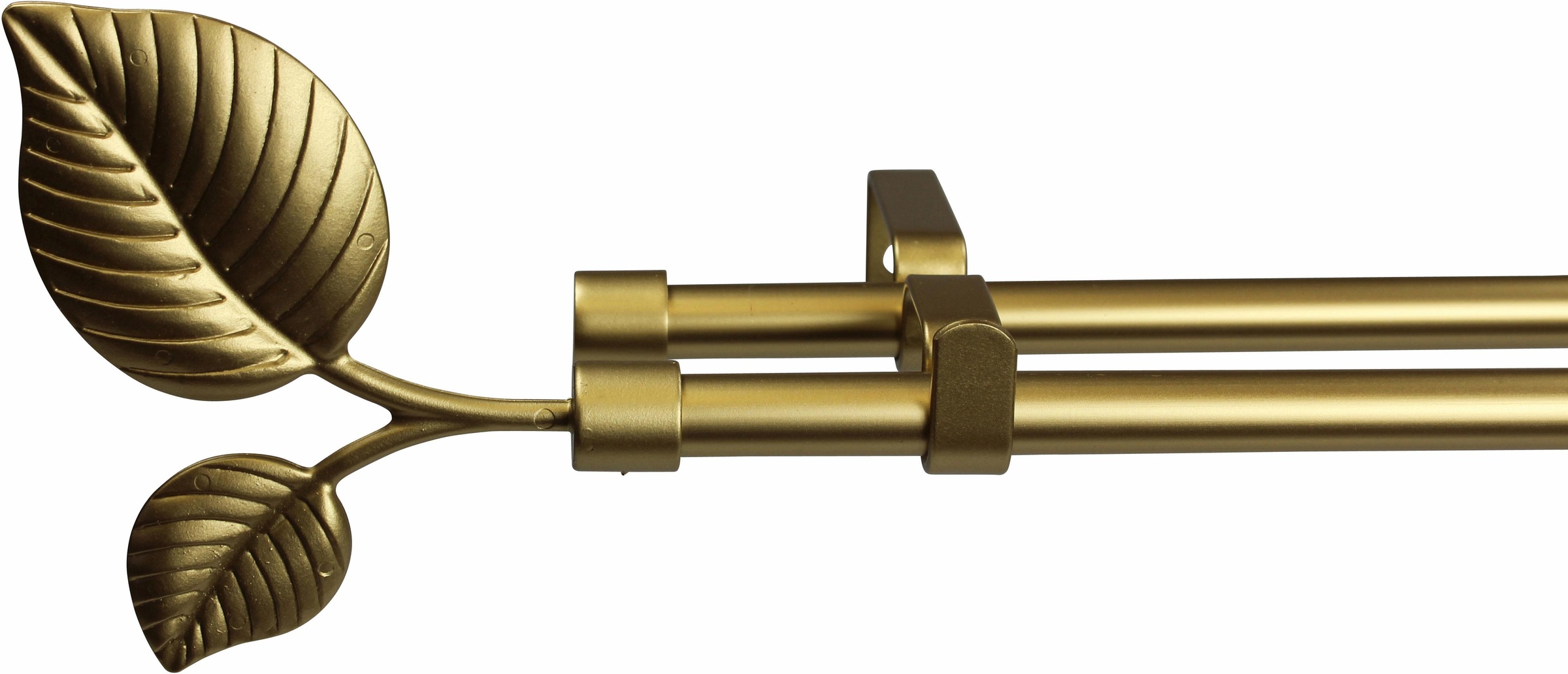 Image of GARESA Gardinenstange »SHEET mit offenem Träger«, 2 läufig-läufig, Wunschmasslänge, Vorhanggarnitur, einfache Montage, mit Stangenverbinder verlängerbar, Wandmontage, Knopf mit Blätter, ohne Ringe bei Ackermann Versand Schweiz