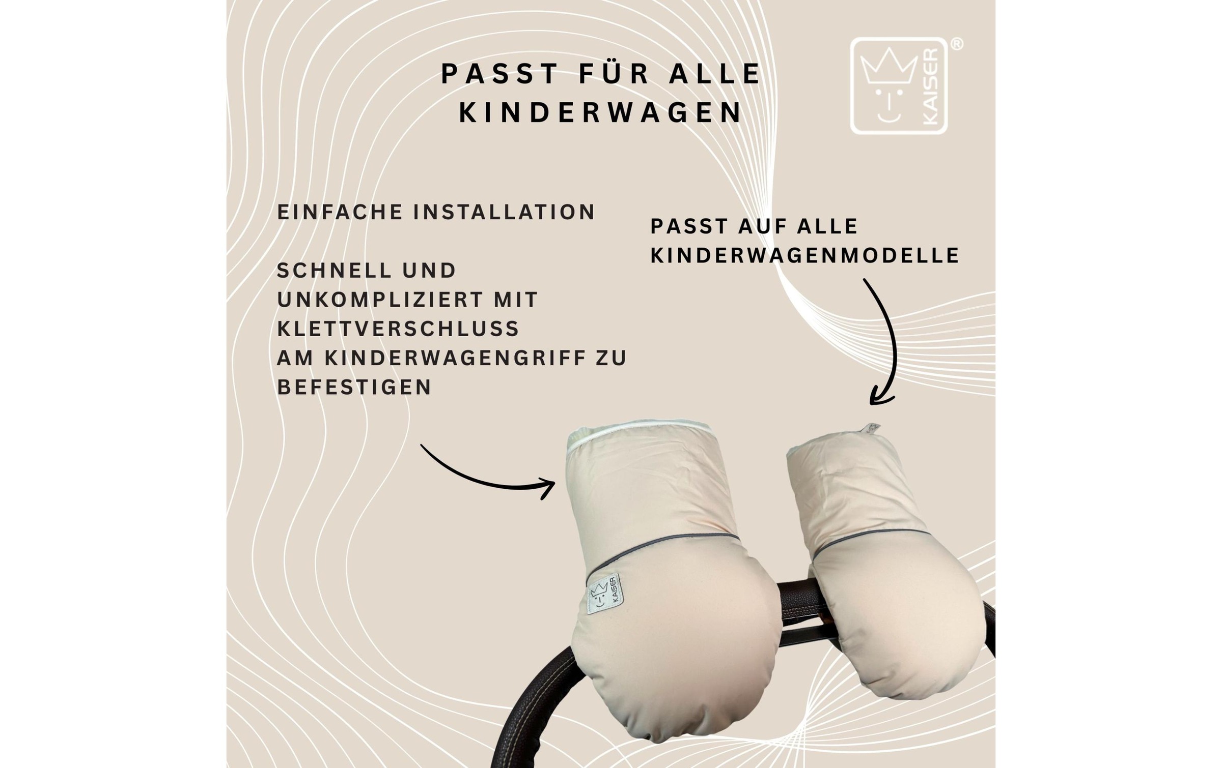 Kaiser Chauffe-mains pour poussette »Reflect Kiwa« Lammfell-Kinderwagenhandschuh