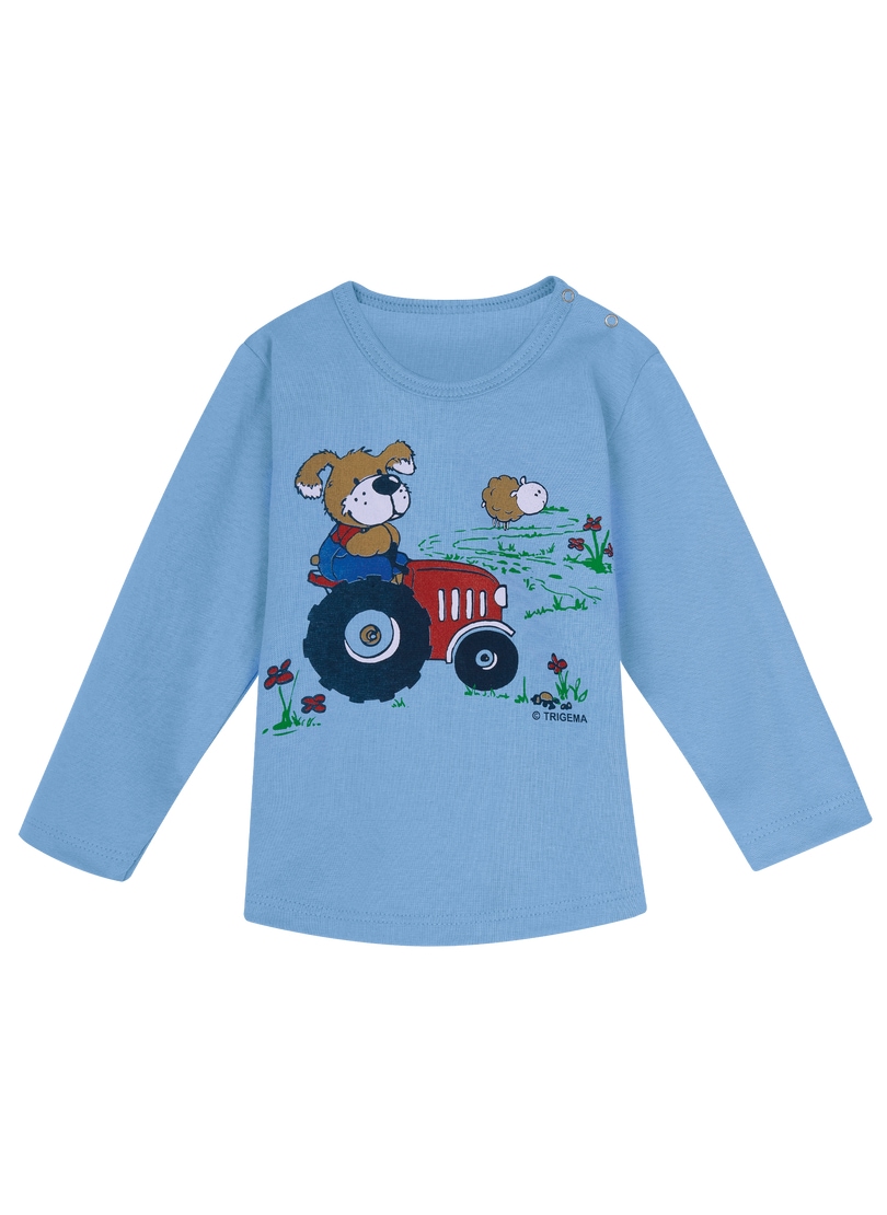 Trigema T-Shirt »TRIGEMA Langarmshirt mit süssem Hund auf Traktor«, (1 tlg.)