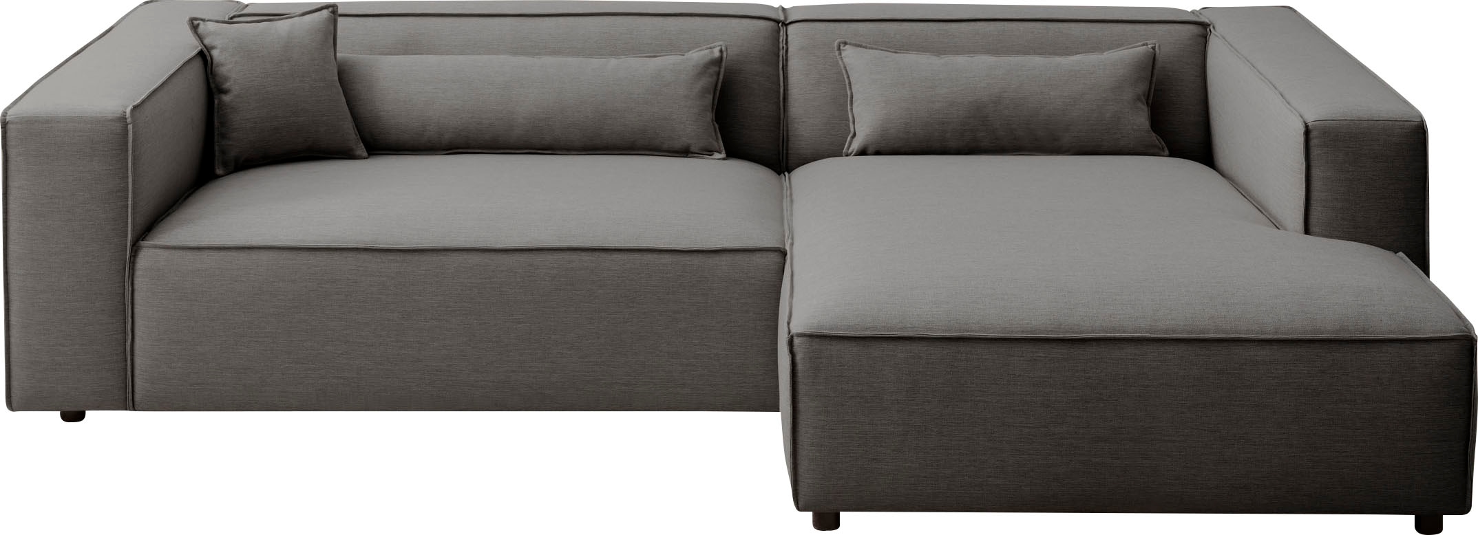 LeGer Home by Lena Gercke Ecksofa »PIARA XXL, Big-Sofa in Cord oder Leinenoptik, L-Form, mit Kedernaht«, wahlweise Ottomane rechts/links, schwarze Füsse, extra tiefe Sitzfläche