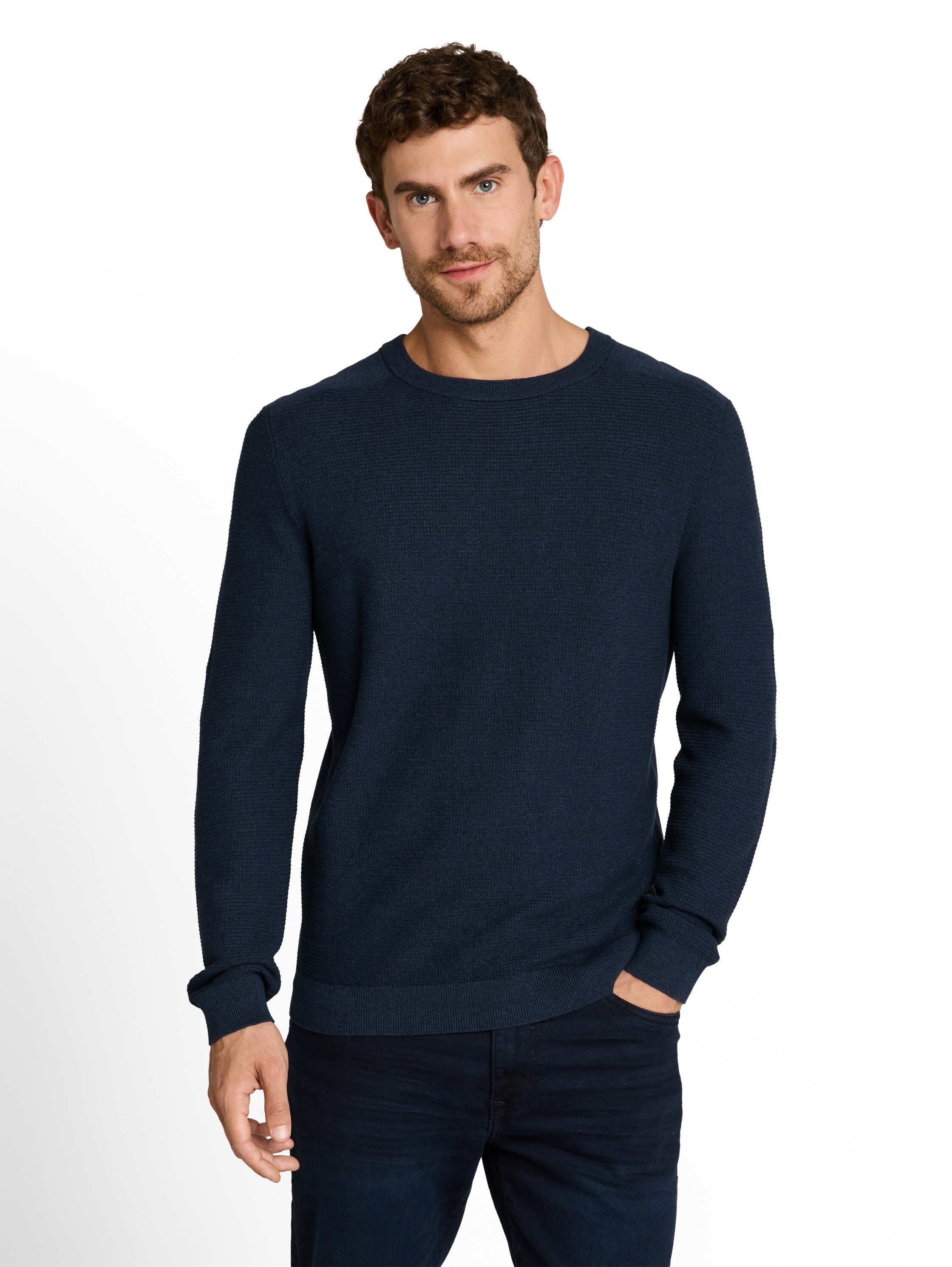 TOM TAILOR Strickpullover aus weicher Baumwolle - Rundhals