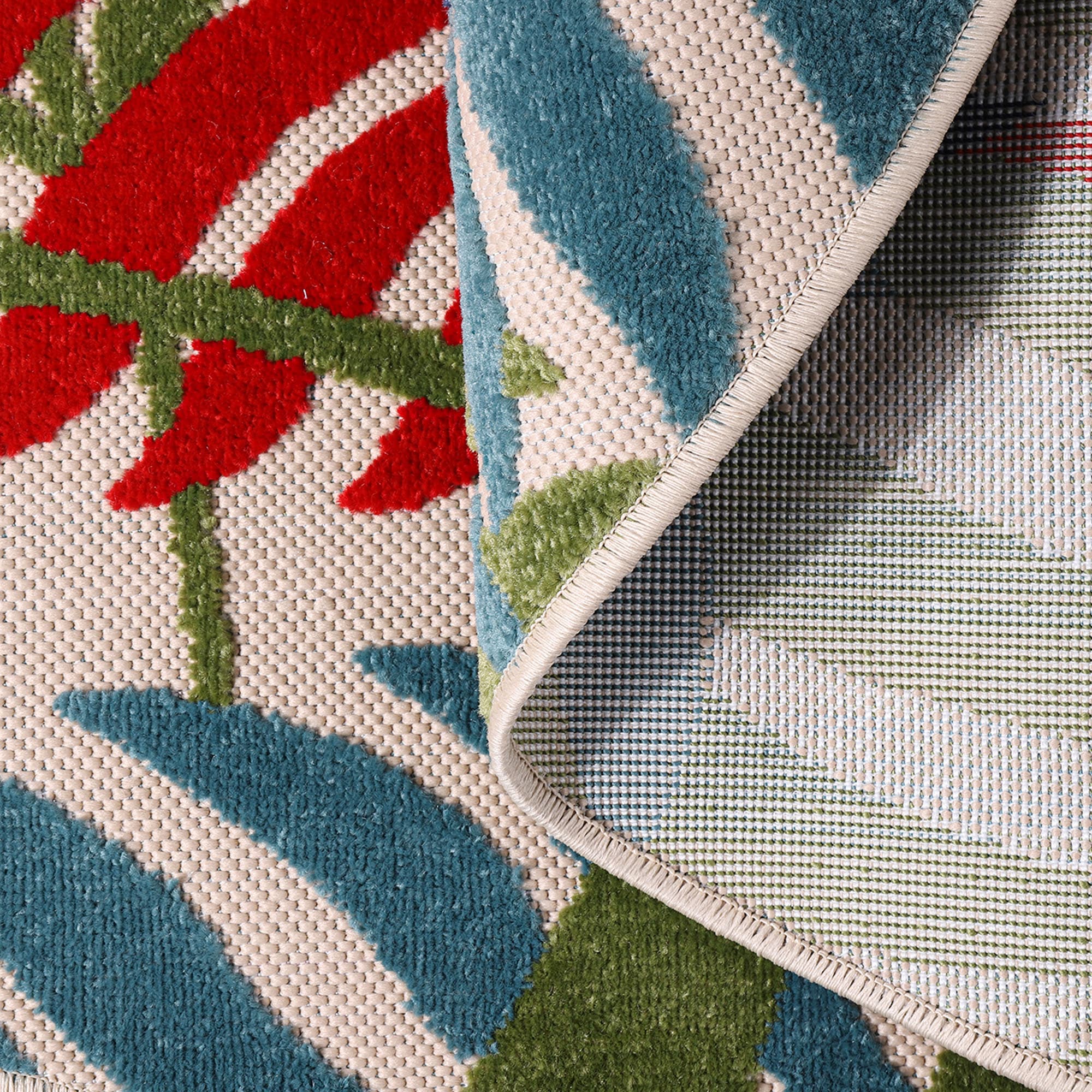 Sanat Teppich »Floral Outdoor«, rund, 6 mm Höhe, In- und Outdoor geeignet, florales Design, Balkon, Terasse