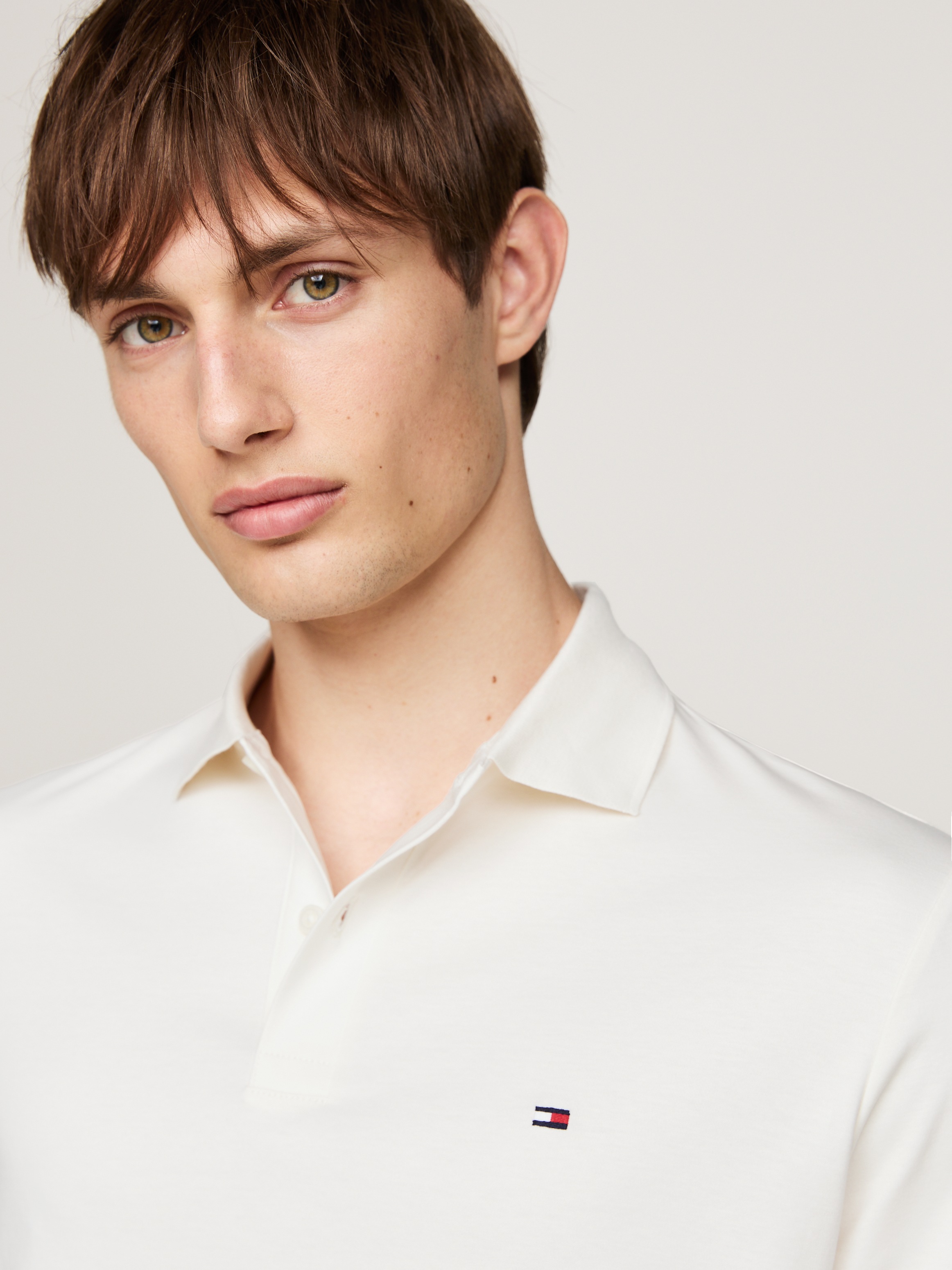Tommy Hilfiger Langarm-Poloshirt »L/S LIQUID COTTON REG POLO mit Jersey und Markenlabel«, unifarben, casual, regular fit, Baumwolle, Polokragen