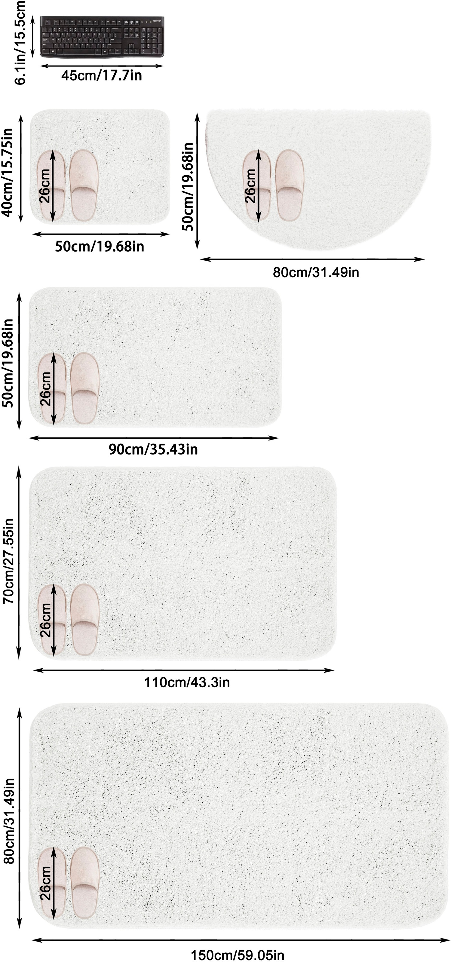 my home Tapis de bain »Inga, Badezimmer Teppich, Badvorleger« Höhe 20 mm Badteppich, unifarben, weich, als halbrund und rechteckig erhältlich