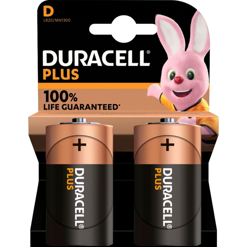 Duracell Batterie »2er Pack Plus«, LR20, (Packung, 2 St.)