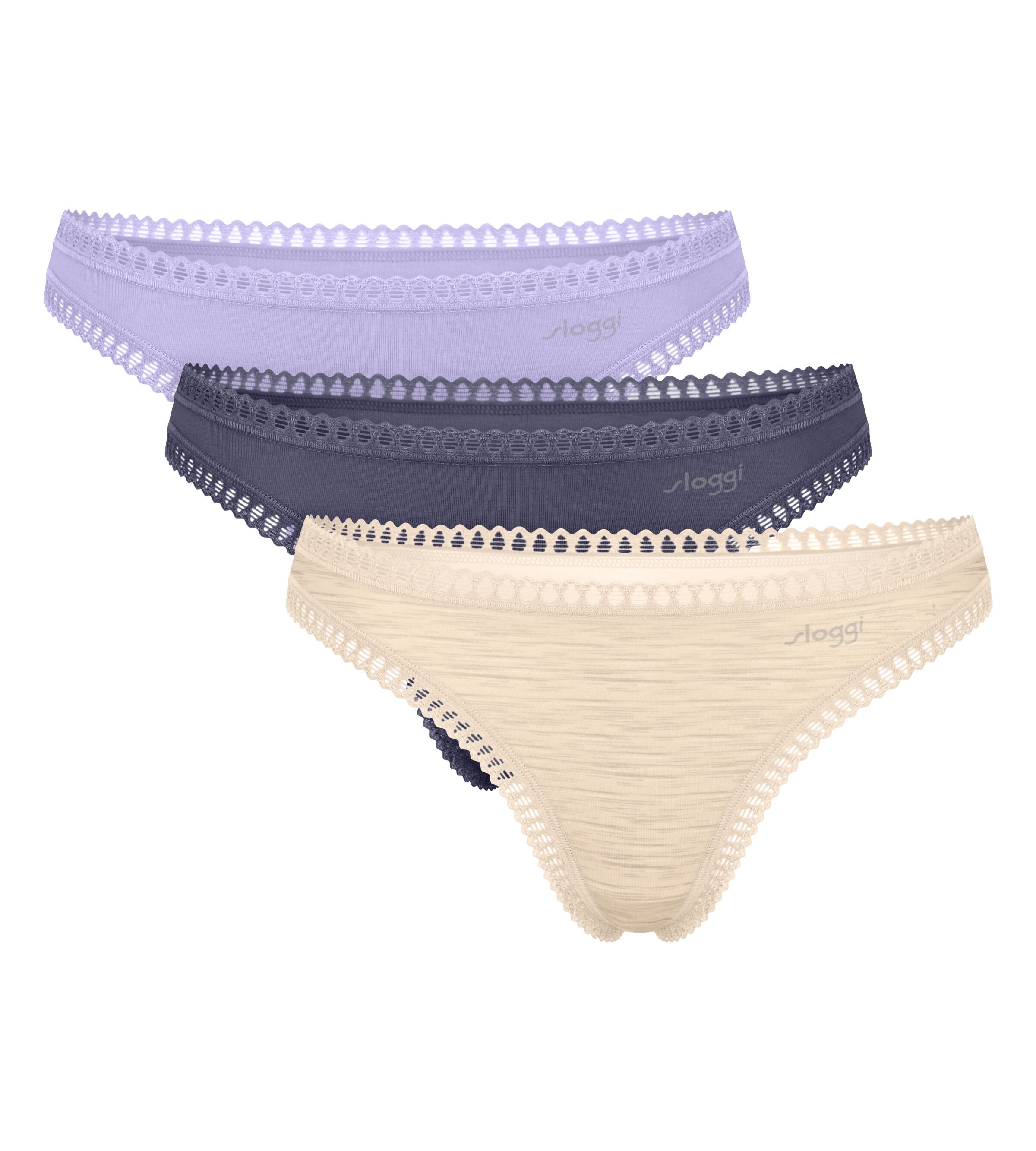 sloggi String »GO Crush« détails en dentelle extensible, multipack, mélange coton, confortable