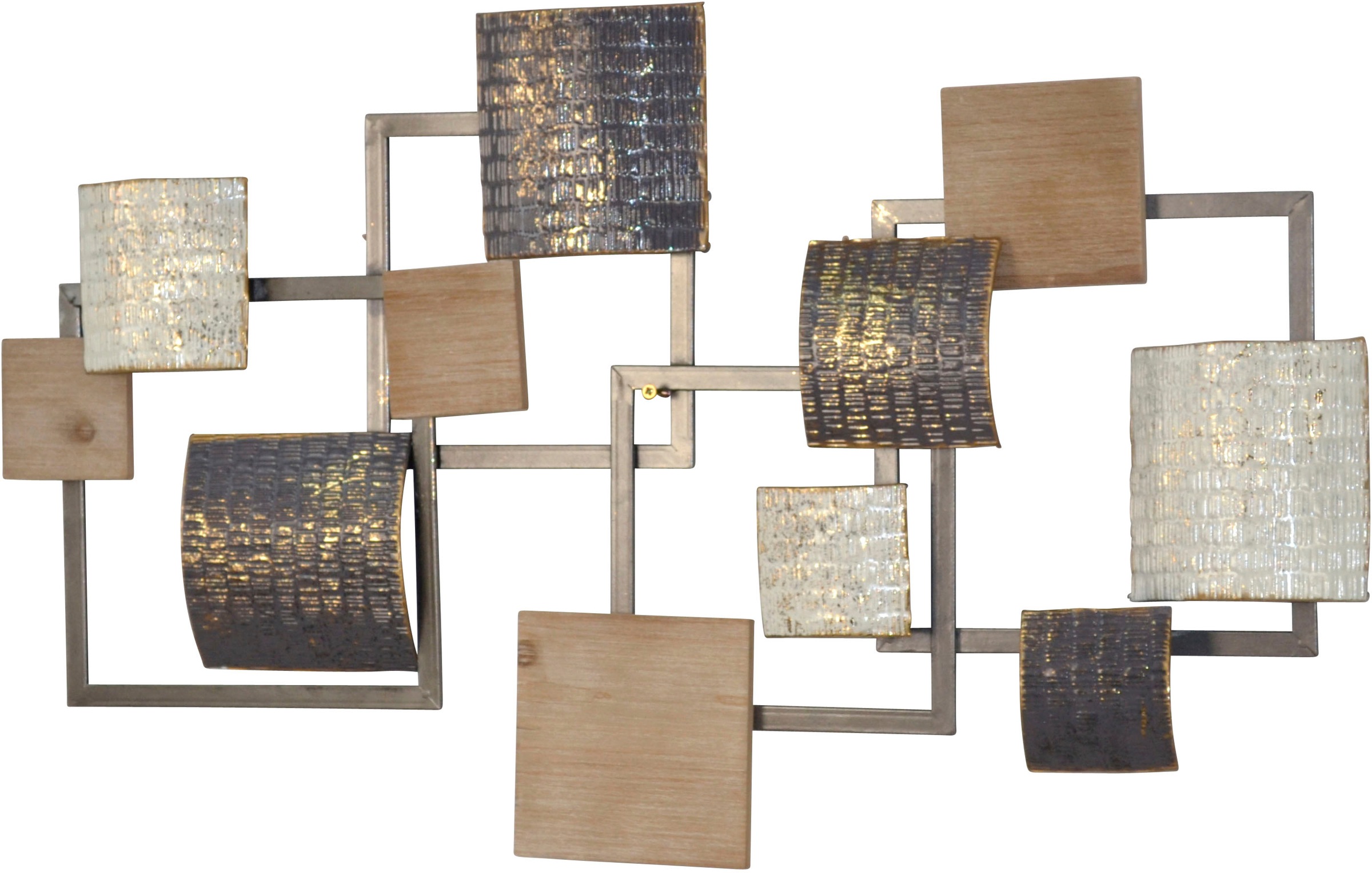 Image of pajoma Wanddekoobjekt "Wanddekoration" Meterial-Mix Metall und Holz, geometrische Formen