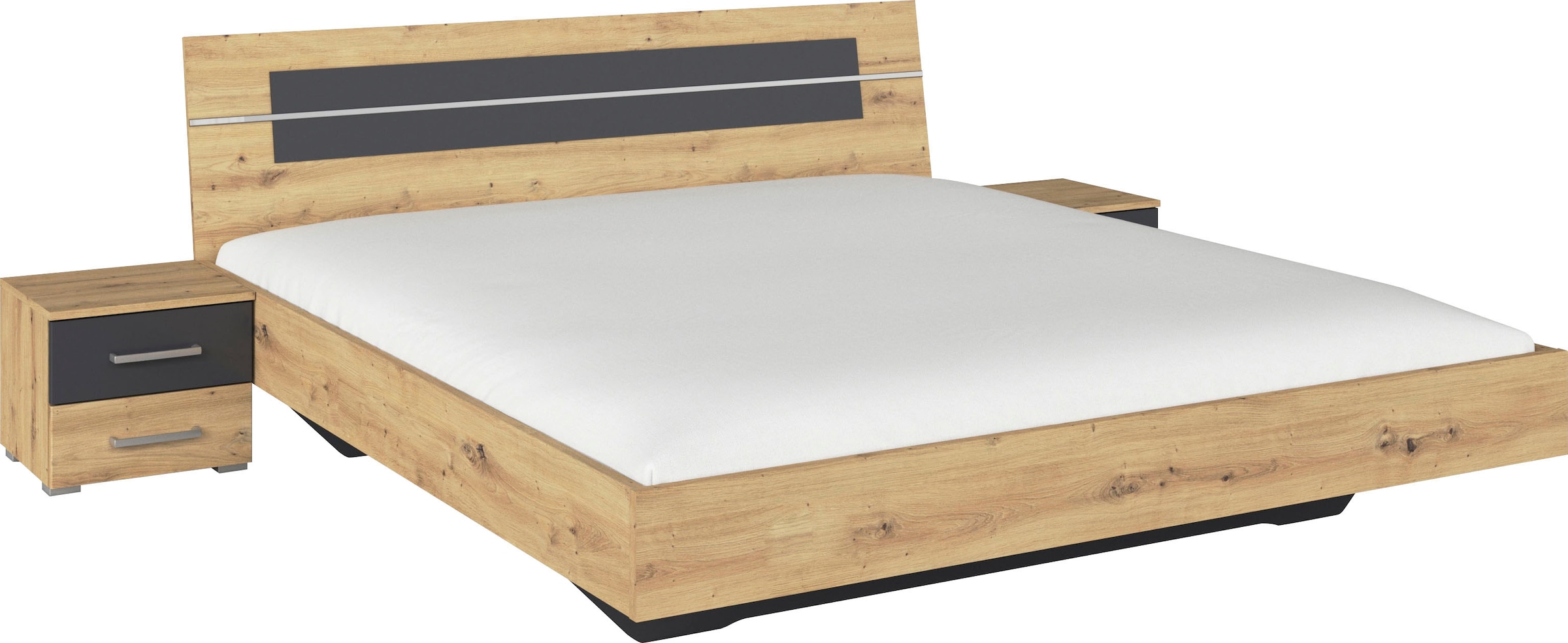 rauch Bettanlage »Doppelbett Futonbett BURANO in schwebender Optik« Set, 3 Stk. tlg. und abgesetztem Kopfteil mit 2 Nachttischen MADE IN GERMANY