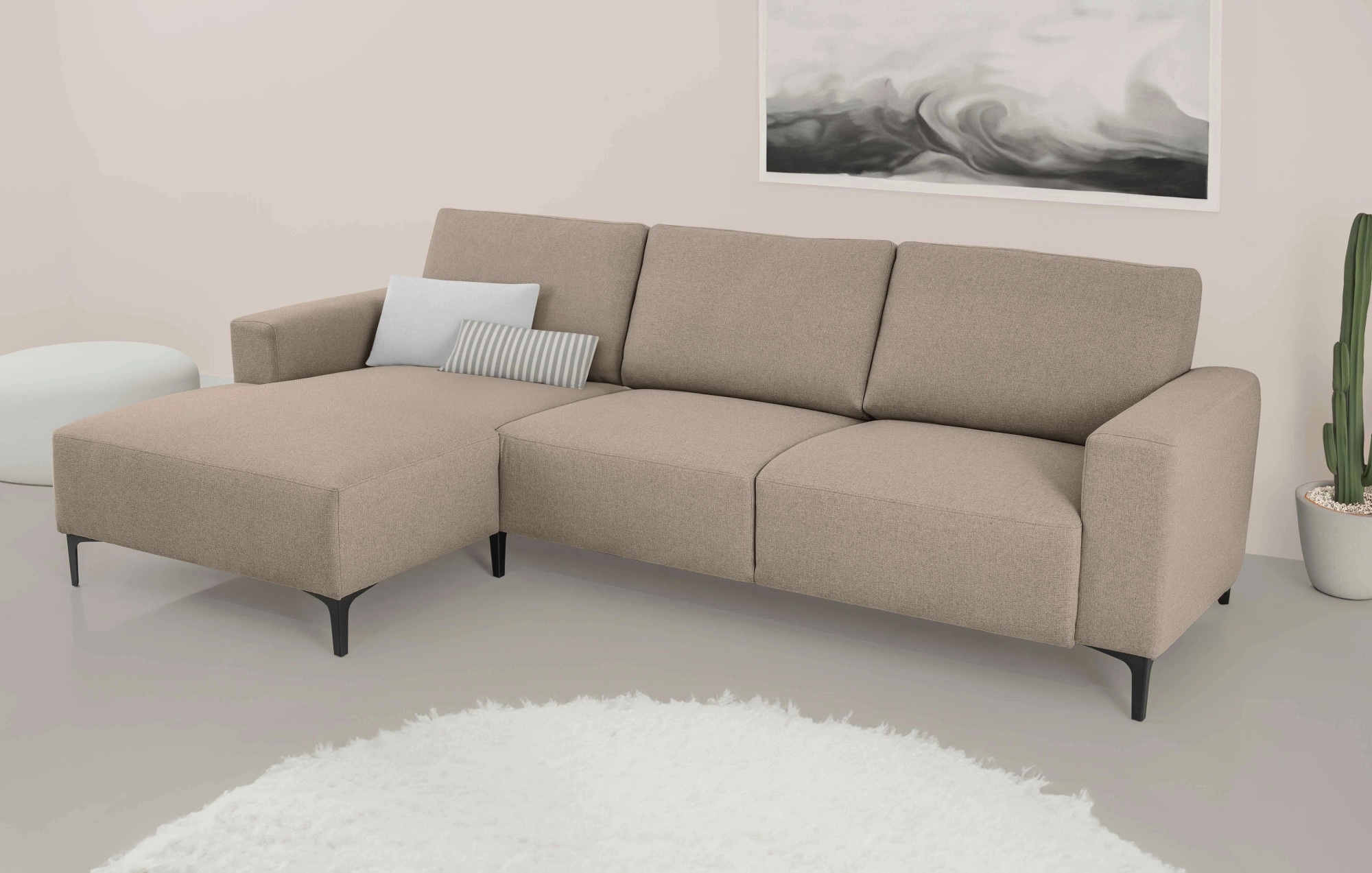 Home affaire Ecksofa »Tournon, L-Form, Breite 262 cm, Webstoff, Chenille«, Designsofa im nordischen Stil, Wellenunterfederung, Metallfüsse