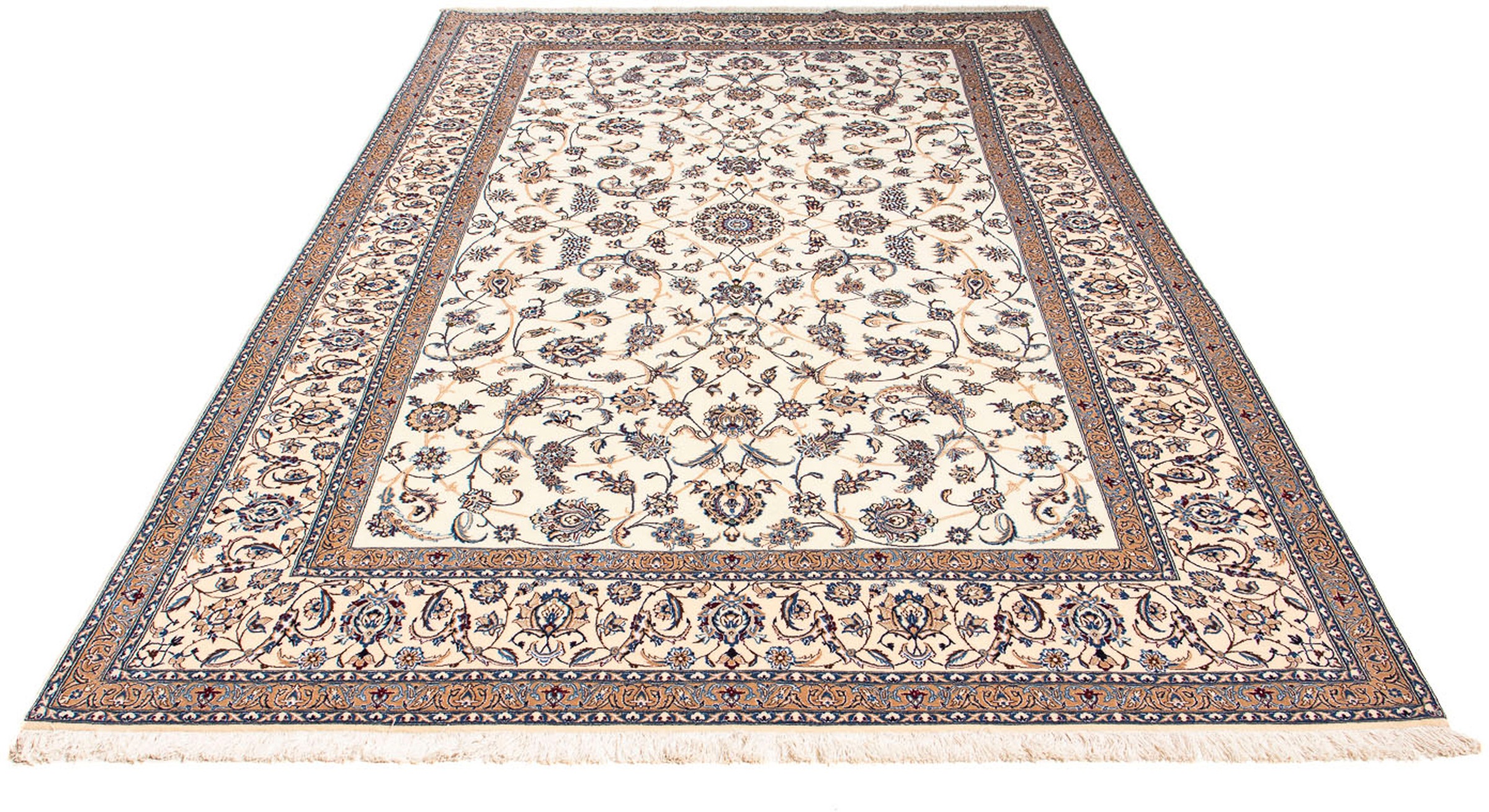 Image of morgenland Orientteppich »Perser - Nain - Premium - 272 x 175 cm - beige«, rechteckig, 6 mm Höhe, Wohnzimmer, Handgeknüpft, Einzelstück mit Zertifikat bei Ackermann Versand Schweiz