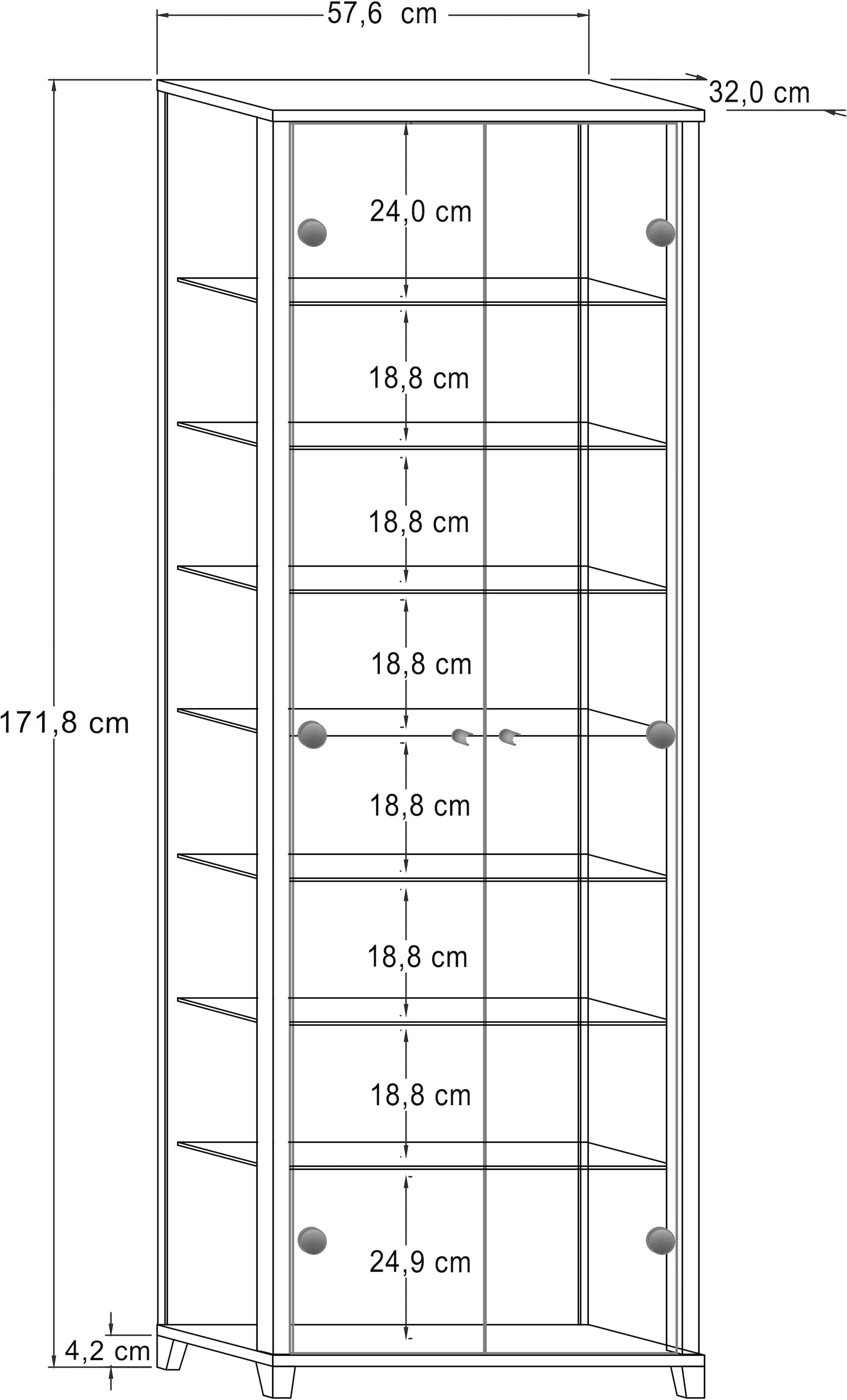 fif möbel Vitrine »Optima«, Standvitrine, 2 Glastüren, 7 Böden, vielseitig, perfekt für Sammler