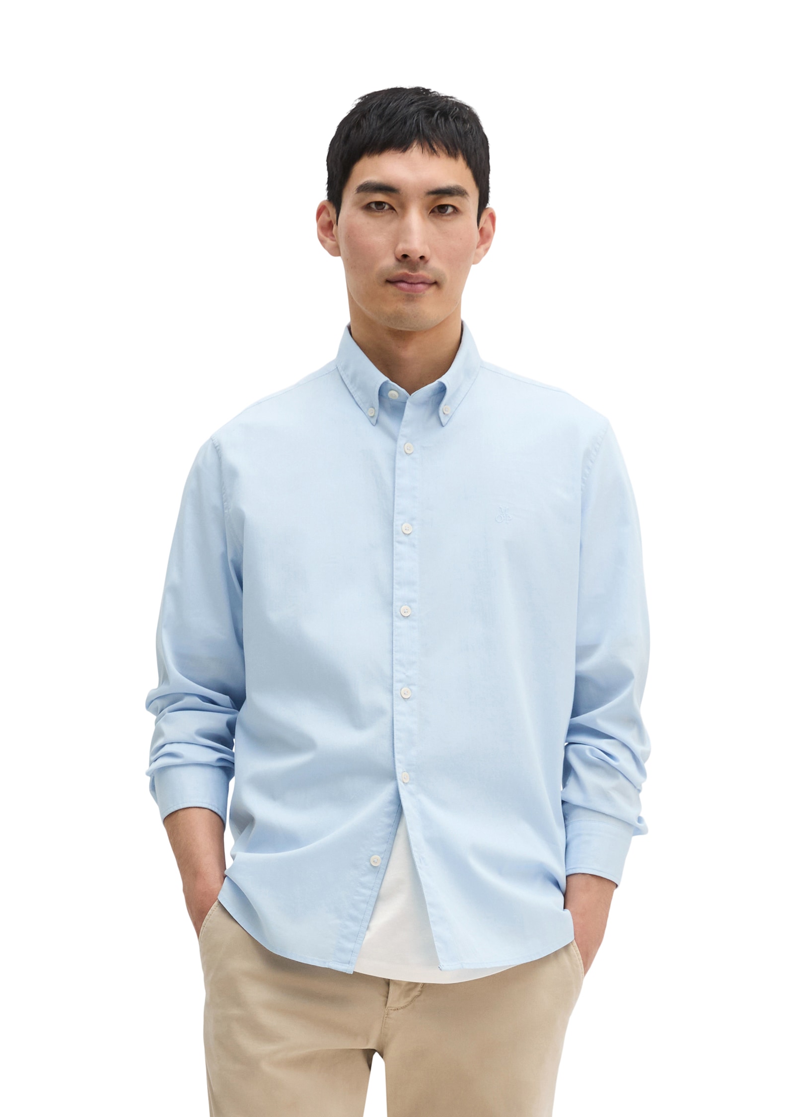 Marc O'Polo Langarmhemd regular fit aus Bio-Baumwolle, Button-down-Kragen, mit Struktur