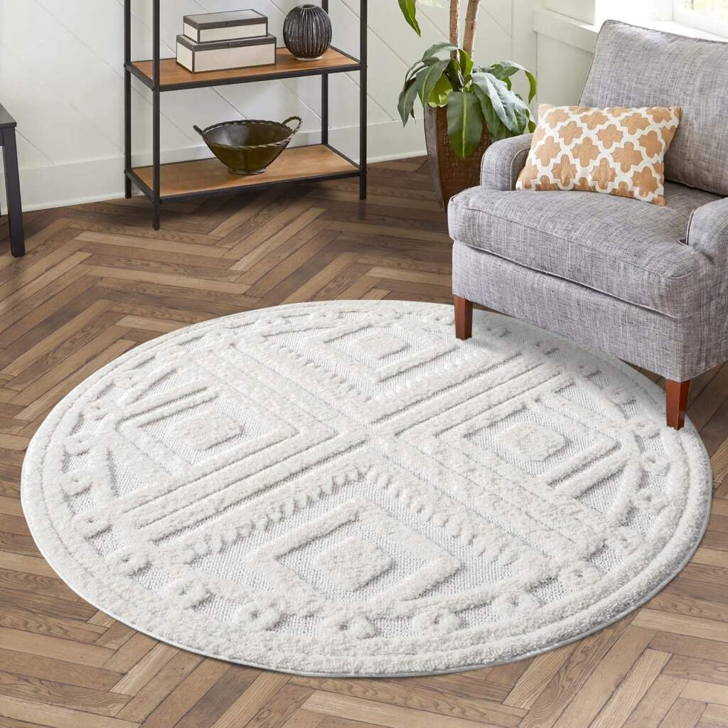 Image of Carpet City Hochflor-Teppich "FOCUS777" rund 20 mm Höhe Boho-Teppich, Hochtief-Muster/ 3D-Effekt, für Wohnzimmer, Schlafzimmer