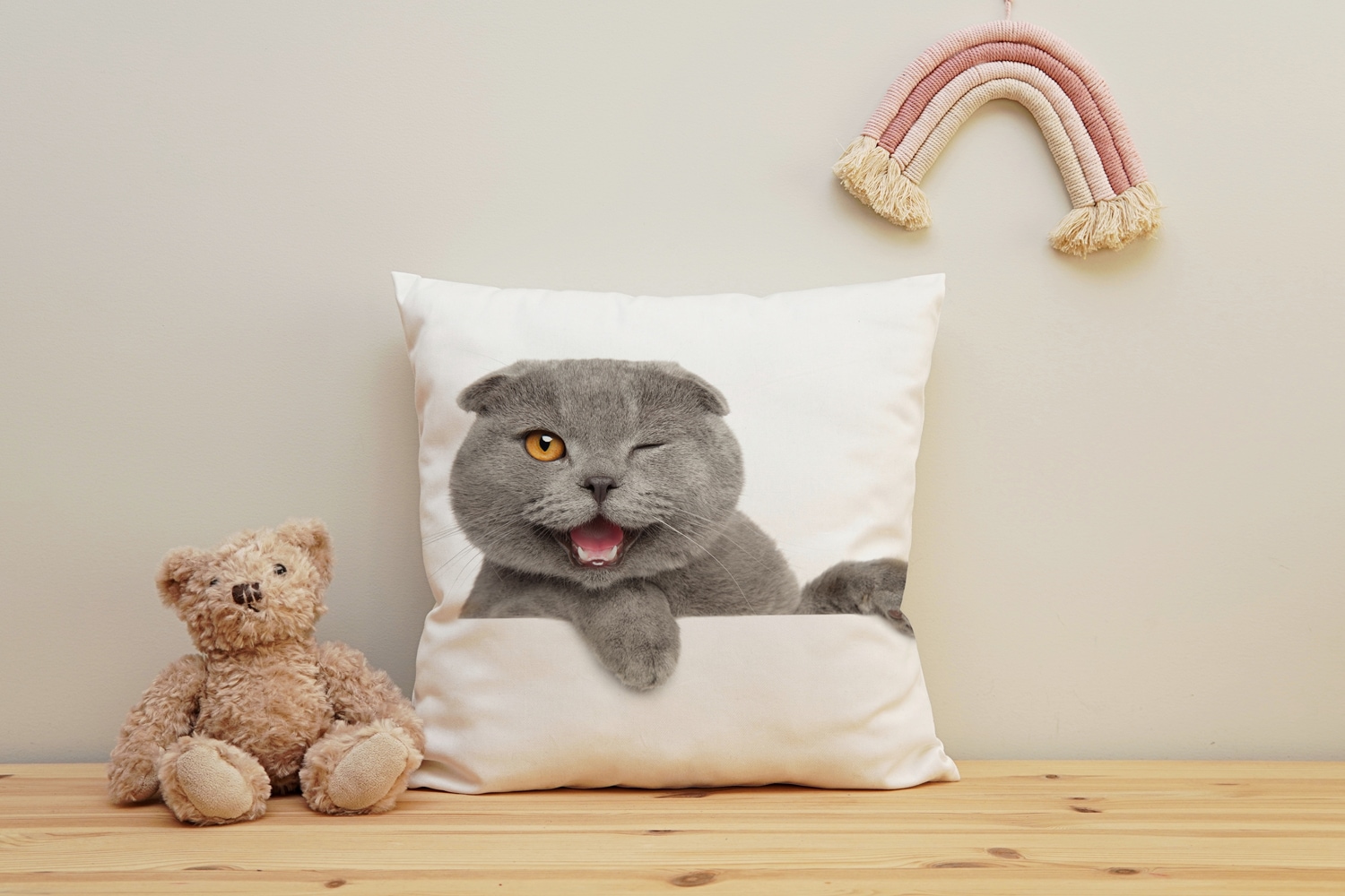 Image of queence Dekokissen "Britisch Kurzhaar" Kissenhülle mit HD Premium Druck, geruchsneutral, 40x40cm
