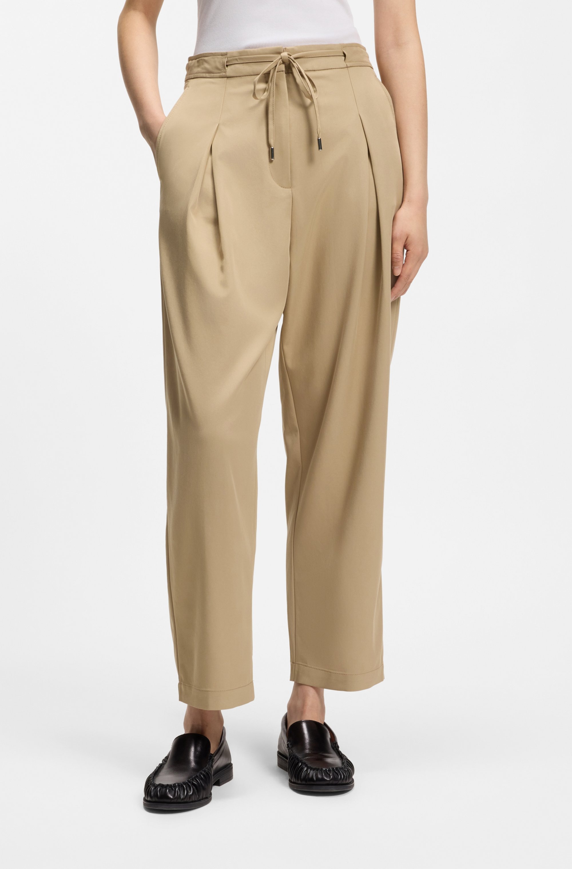 Image of BOSS ORANGE Bundfaltenhose "Tophelia Premium Damenmode" mit Bindeband, Tapered Fit