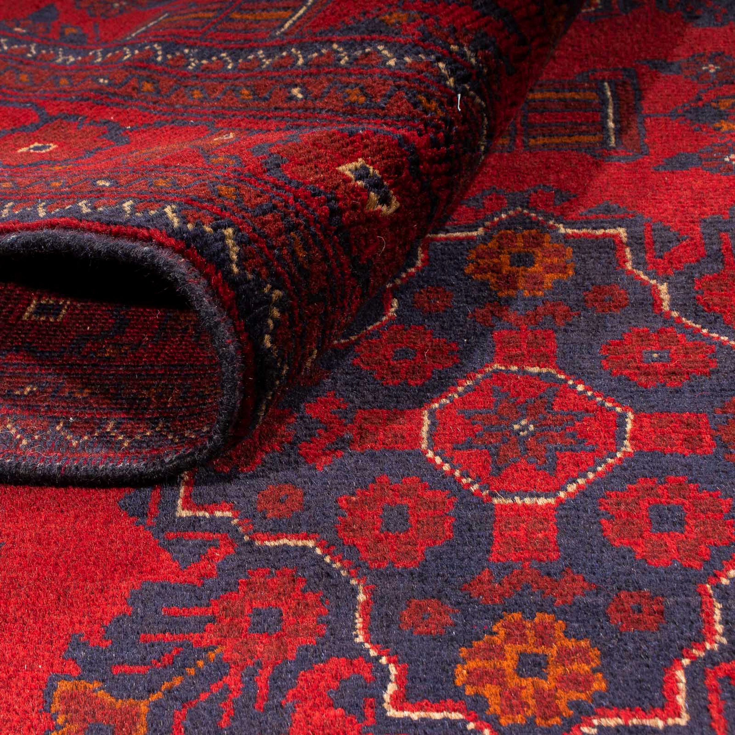 morgenland Orientteppich »Afghan - Kunduz - 219 x 126 cm - dunkelrot«, rechteckig, Wohnzimmer, Handgeknüpft, Einzelstück mit Zertifikat