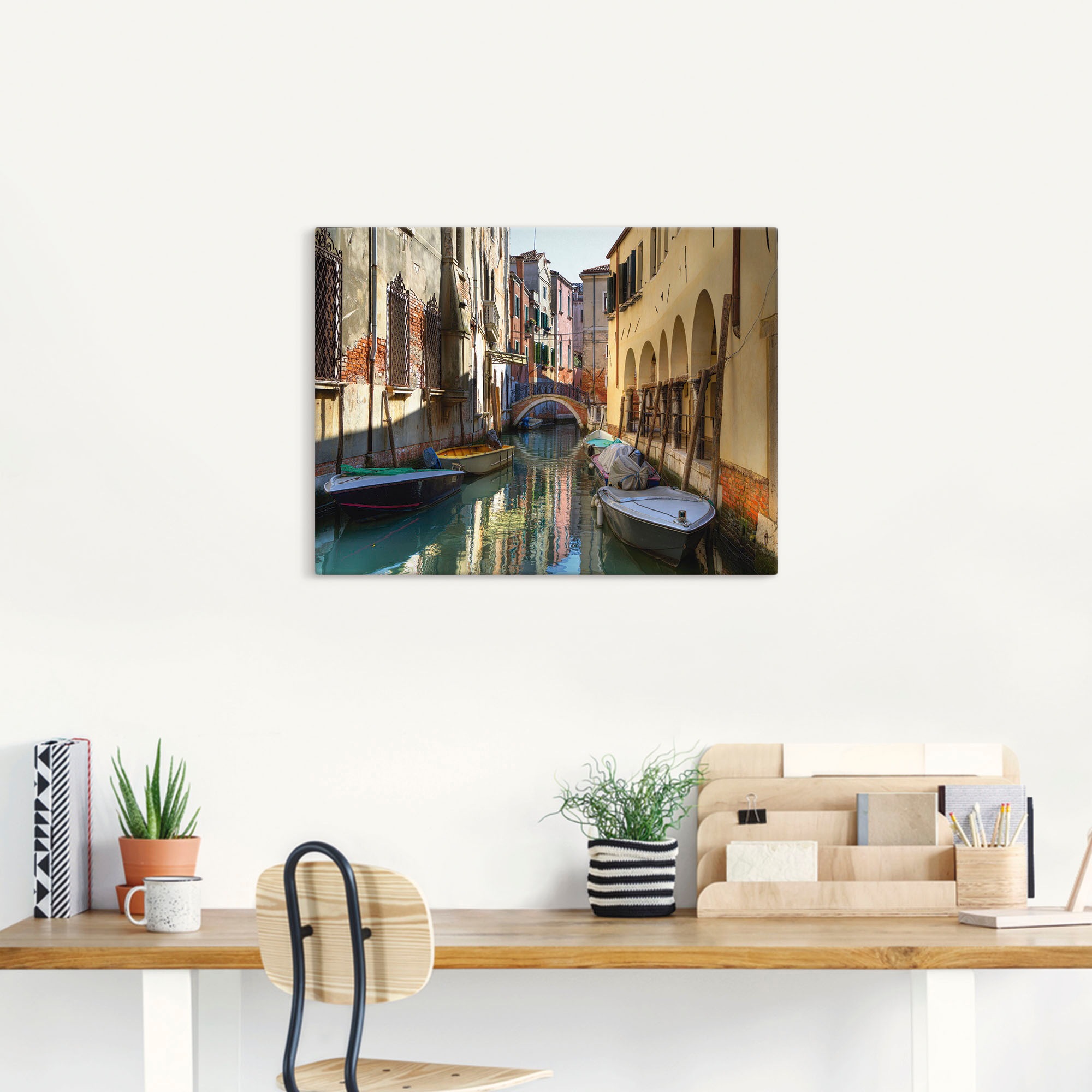 Artland Wandbild »Boote auf Kanal in Venedig«, Italien, (1 St.), als Alubild, Outdoorbild, Leinwandbild, Poster in verschied. Grössen