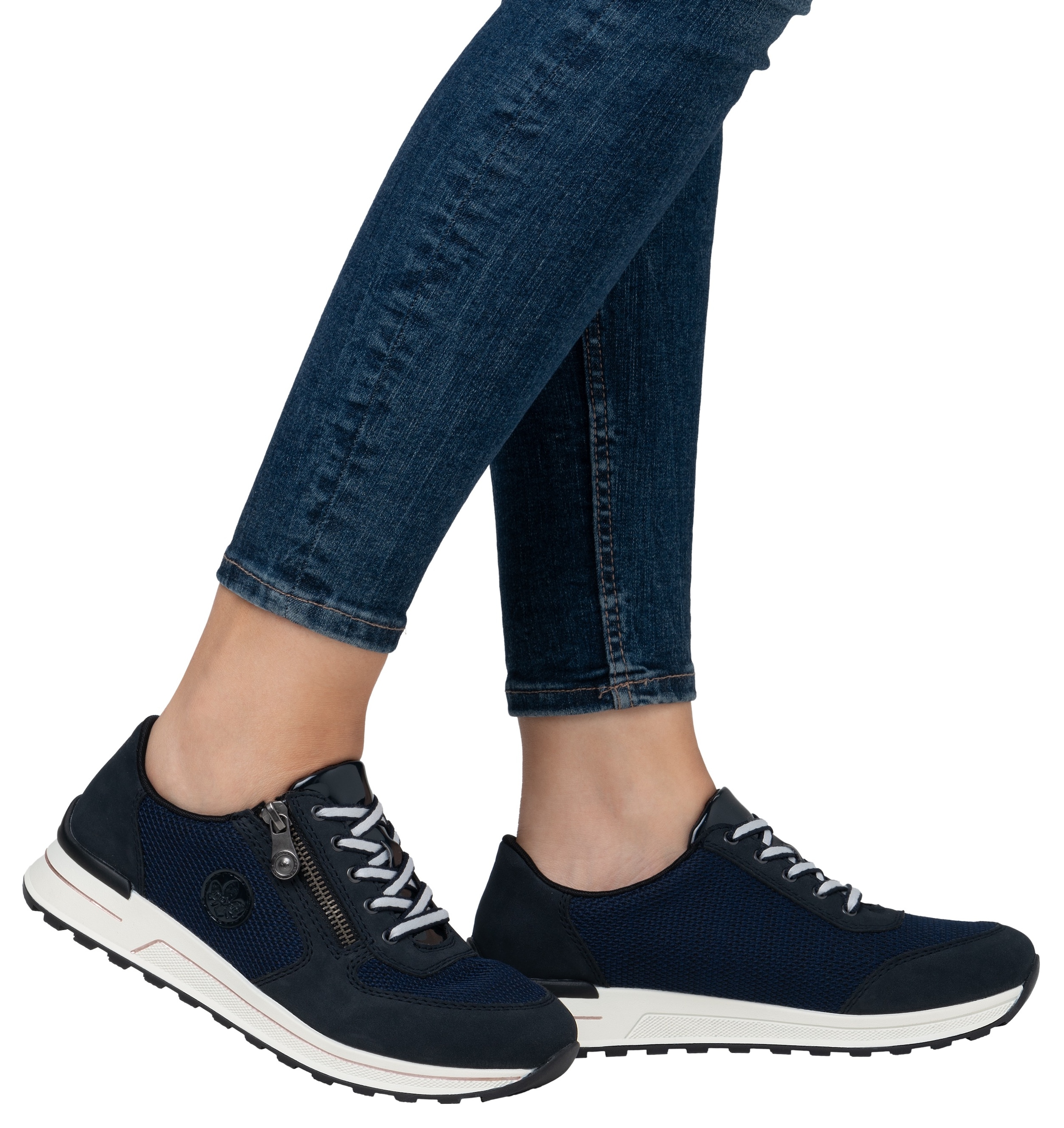 Rieker Sneaker  , Freizeitschuh, Halbschuh, Schnürschuh im Materialmix