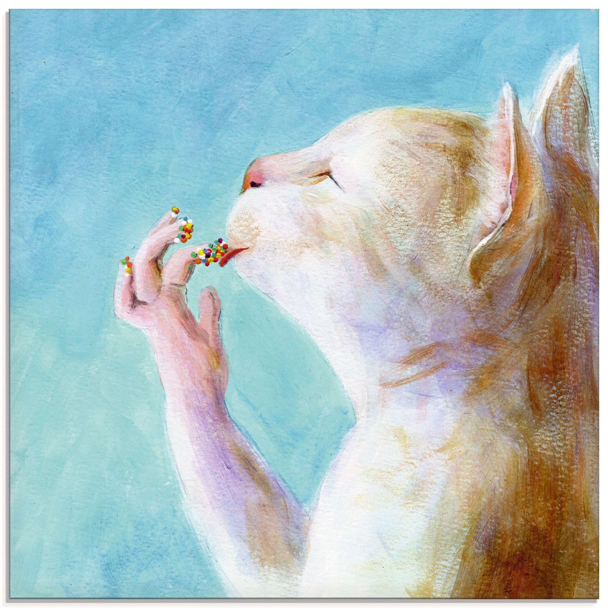 Image of Artland Glasbild "Naschkatze" Haustiere 1 Stk. tlg. in verschiedenen Grössen