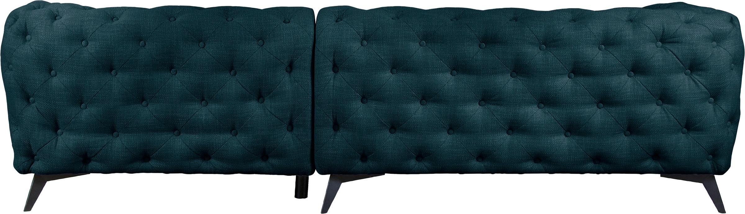 Leonique Chesterfield-Sofa »Ecksofa GLYNIS L-Form mit Wellenunterfederung, Masse B/T/H 264/264/75cm«, aufwändige Knopfheftung, moderne Chesterfield Optik, Fussfarbe wählbar