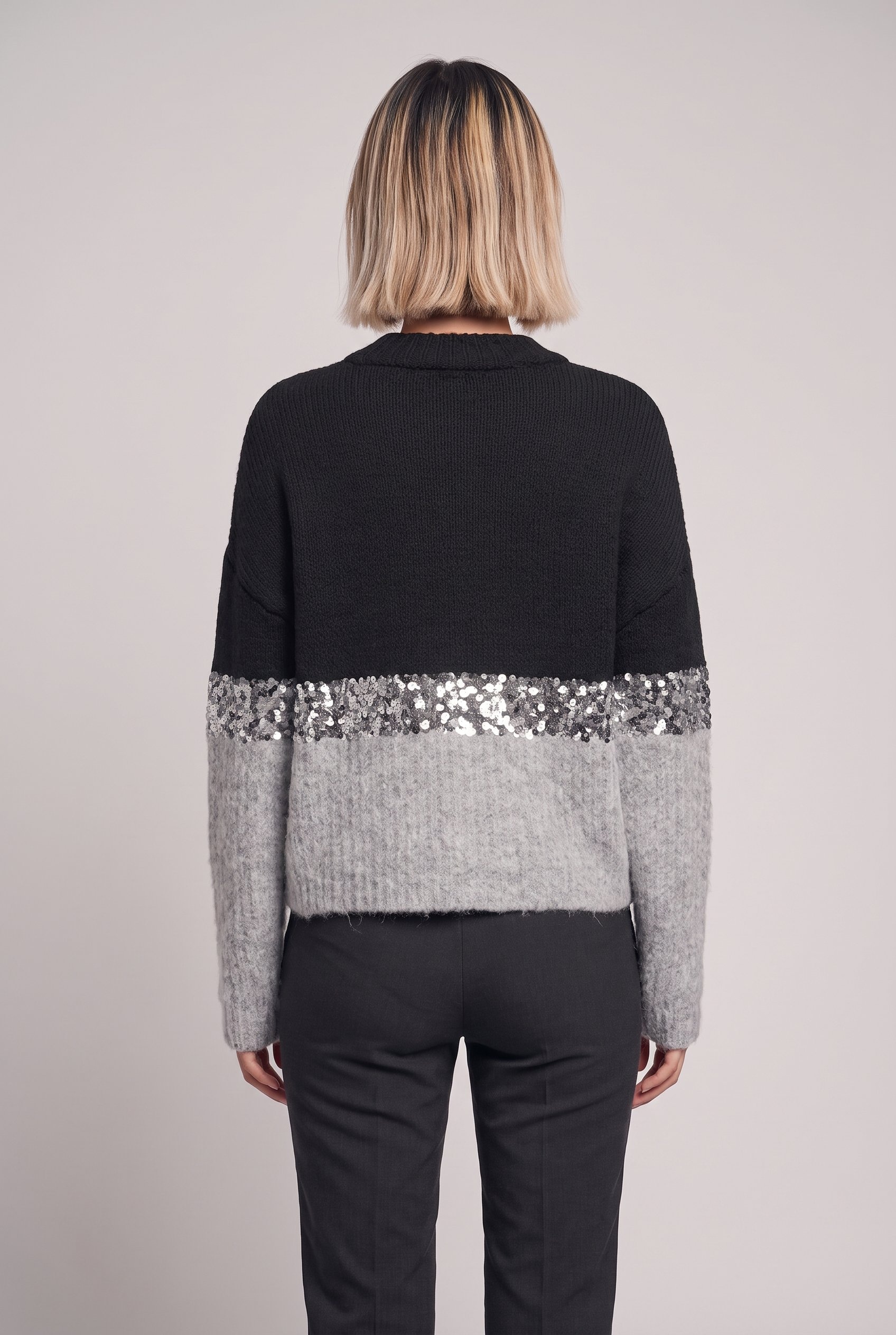 ONLY Pull à col rond »ONLMAINE LIFE LS SEQUIN BLOCK O-NECK KNT«