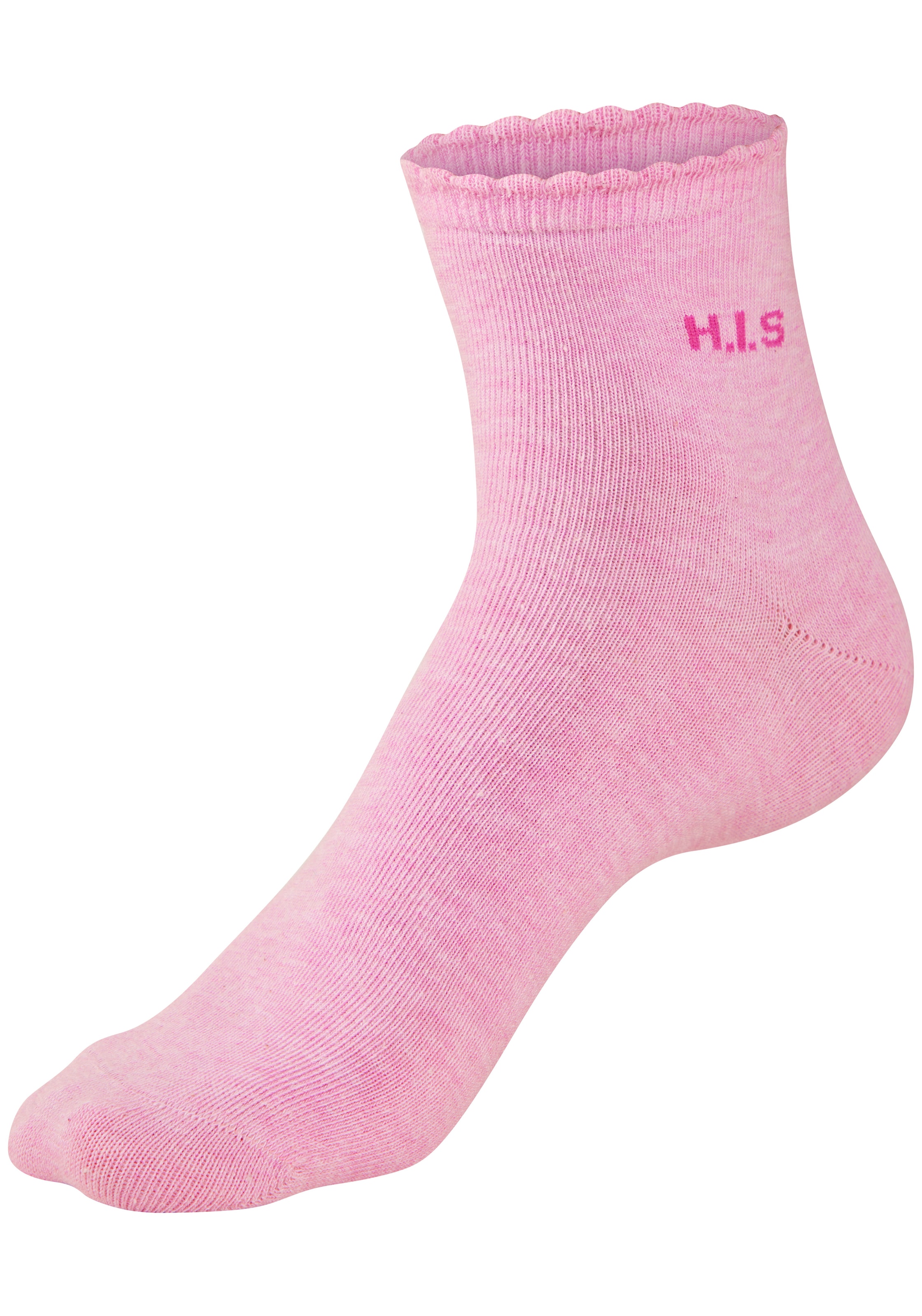 H.I.S Chaussettes courtes »Damen uni und meliert für die ganze Woche« Paquet, 7 Couple tlg. avec un bord-côte ondulé