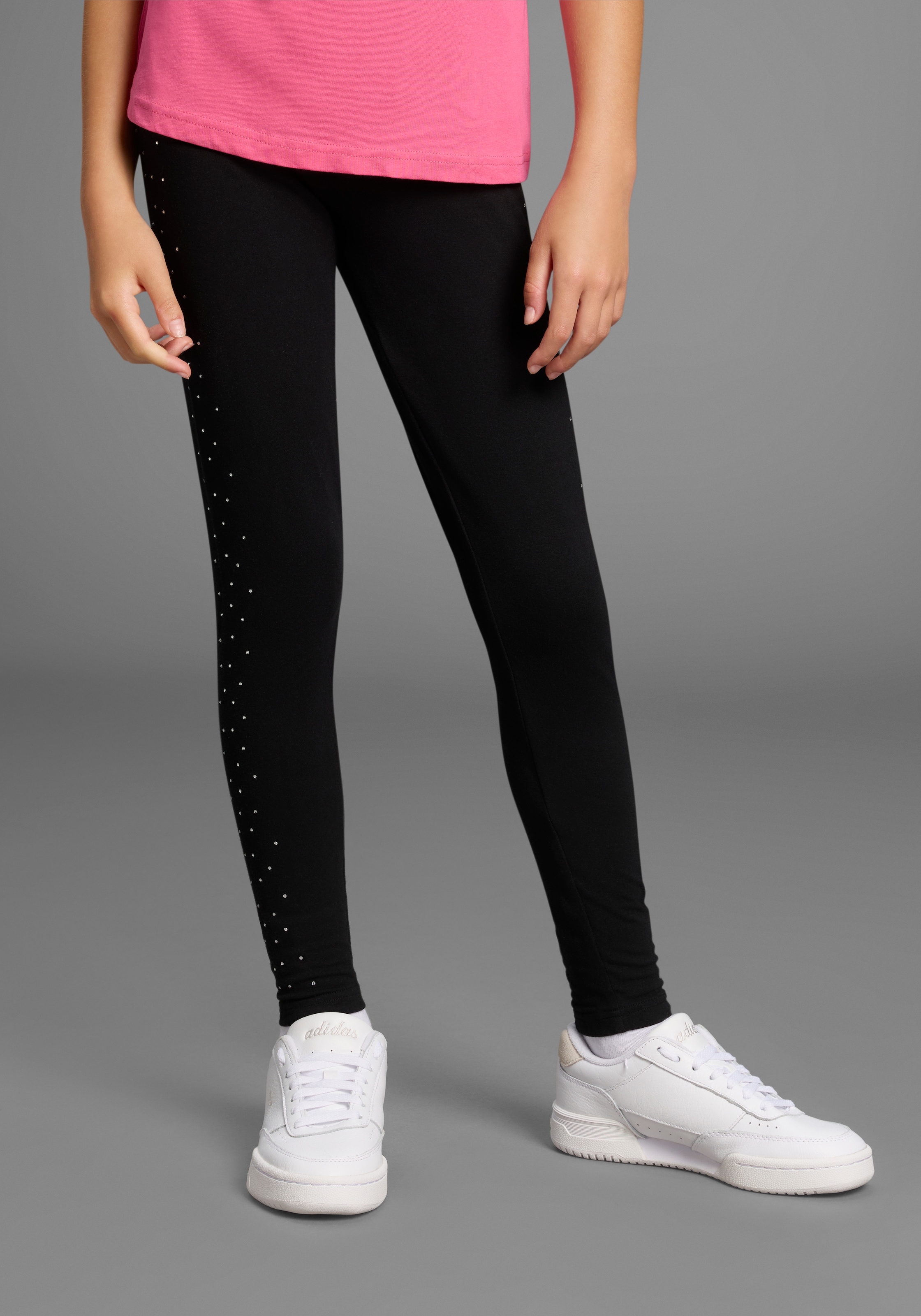 Image of Bruno Banani Leggings "mit glitzernden Strass-Steinen an der Seite, für Mädchen" Für TEENS. Glitzer-Leggings