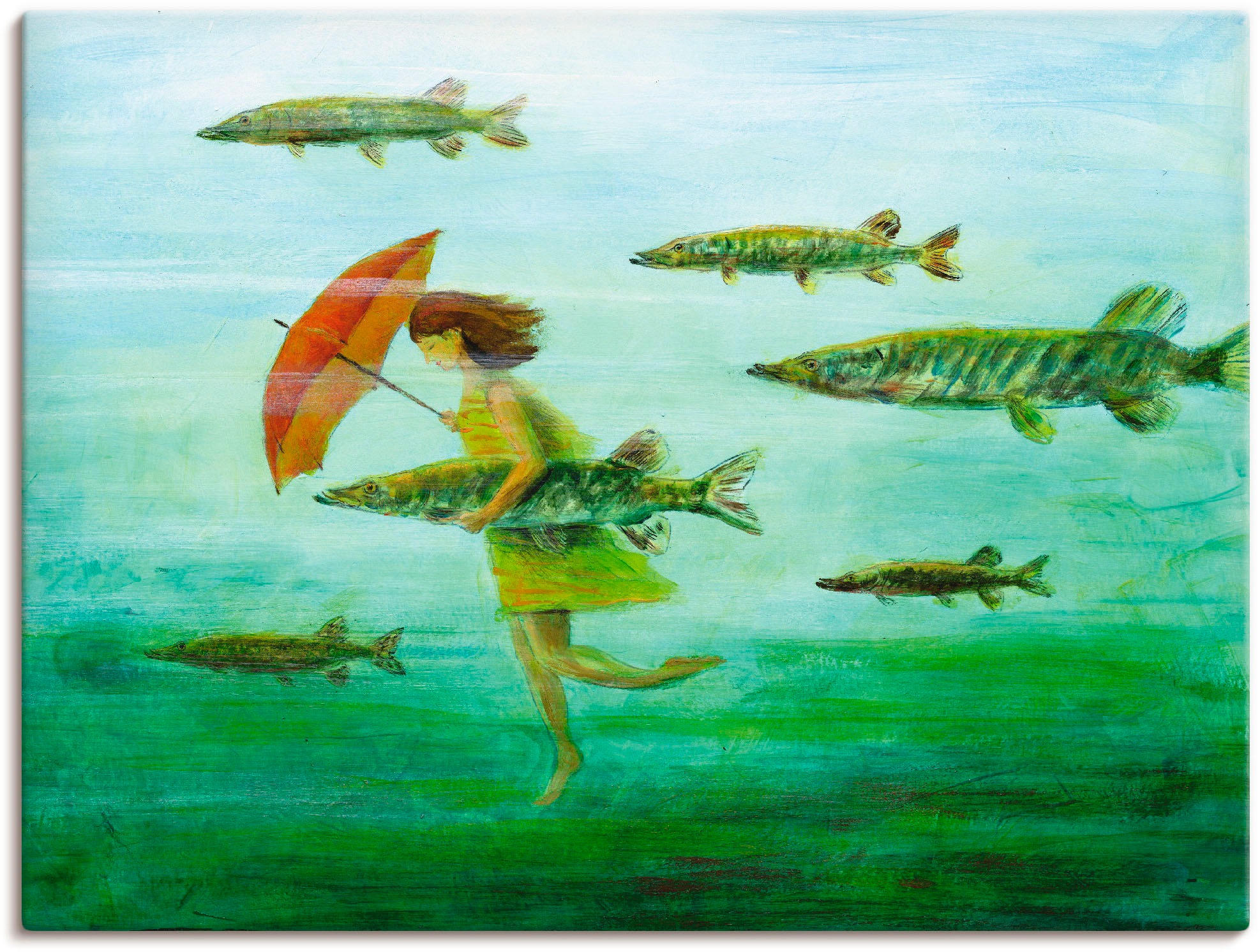 Image of Artland Wandbild »Es zieht wie Hechtsuppe«, Wassertiere, (1 St.), in vielen Grössen & Produktarten -Leinwandbild, Poster, Wandaufkleber / Wandtattoo auch für Badezimmer geeignet bei Ackermann Versand Schweiz