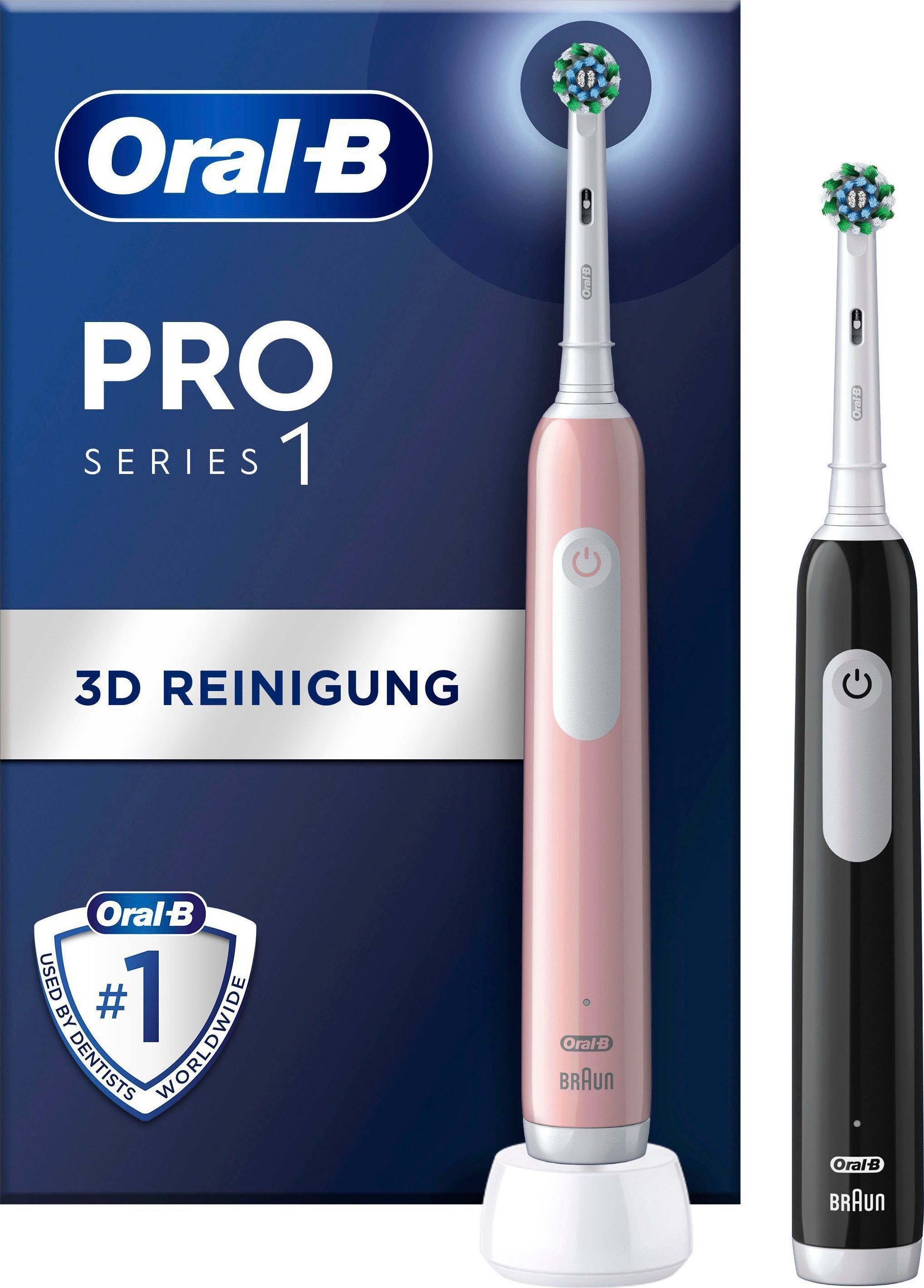 Oral-B Elektrische Zahnbürste »PRO Series 1 Doppelpack«, 2 St. Aufsteckbürsten, Drucksensor