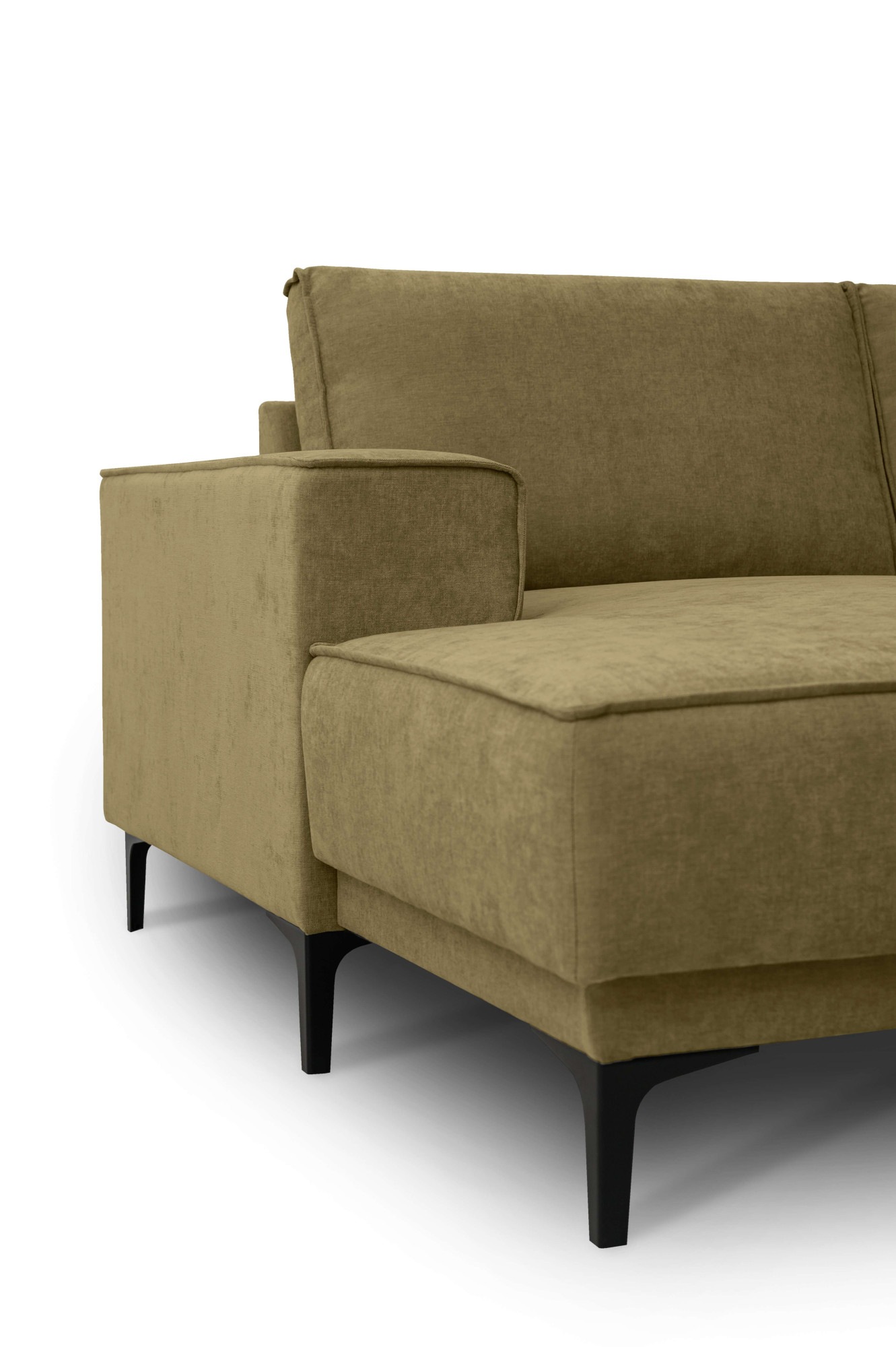 Places of Style Wohnlandschaft »XXL Sofa Oland, Struktur, Flachgewebe, Luxus-Microfaser, Boucle«, U-Form, 342 cm, Wellenunterfederung, Skandi-Design, Metallfüsse