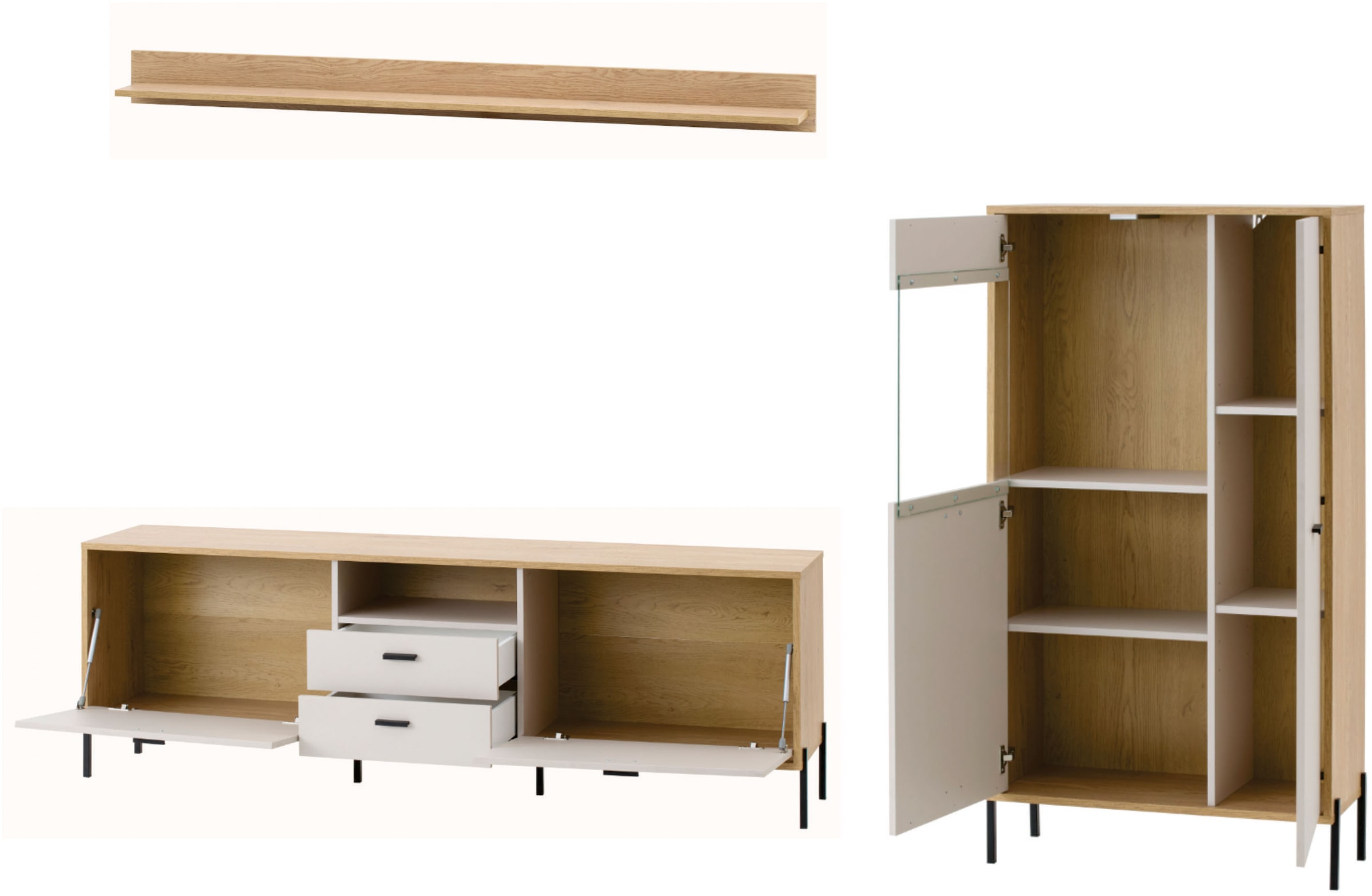Home affaire Wohnwand »Fredericia, moderne Anbauwand, Komplettset in Kaschmir« Set, 3 Stk. tlg.