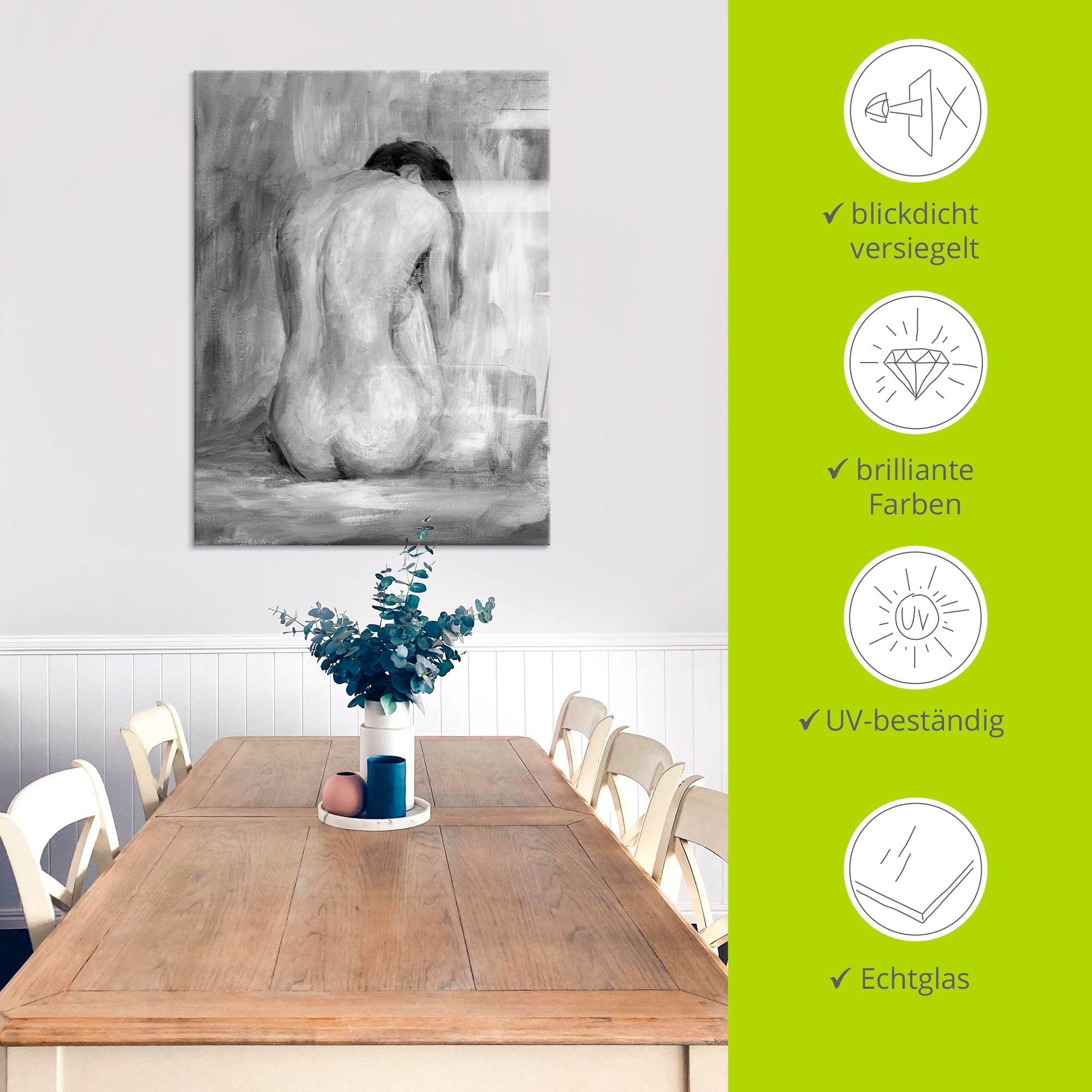 Artland Tableau en verre »Figur in schwarz & weiss II« 1 cuis tlg. in verschiedenen Grössen