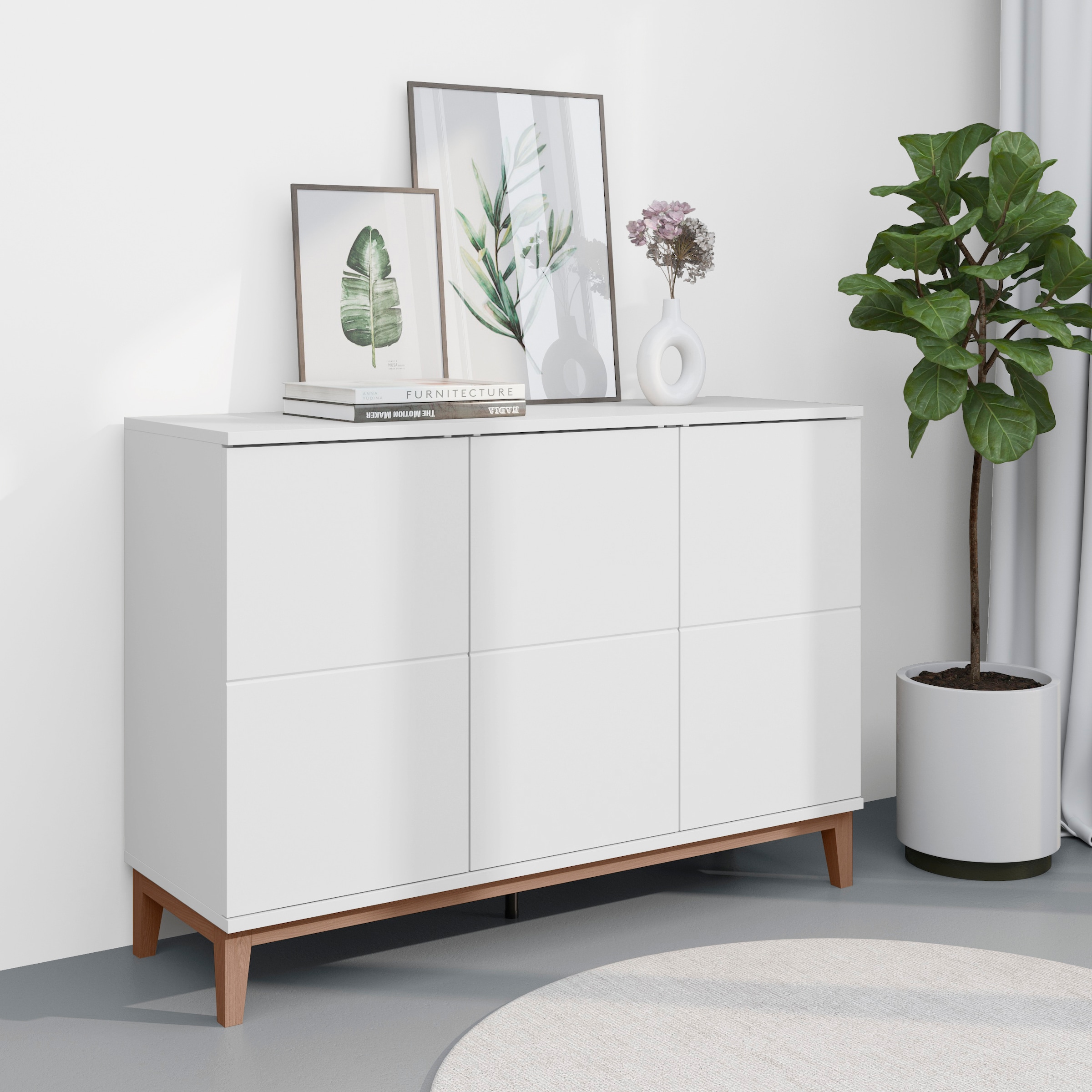 GOODproduct Sideboard »Maryd« 1 Stk. tlg. Kommode, Untergestell in Holzoptik, Breite 120 cm